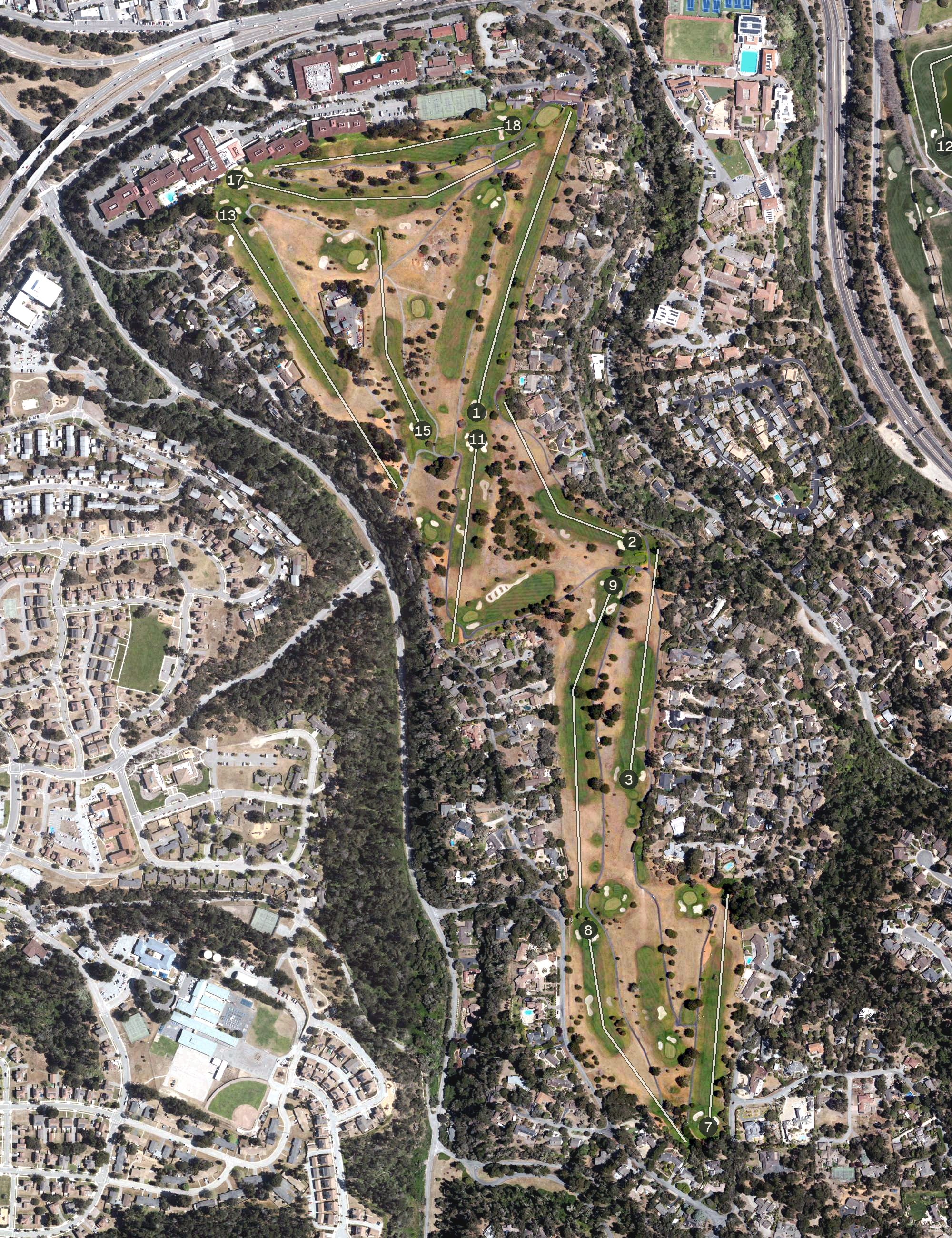 Aerial view of Del Monte Golf Course, CA