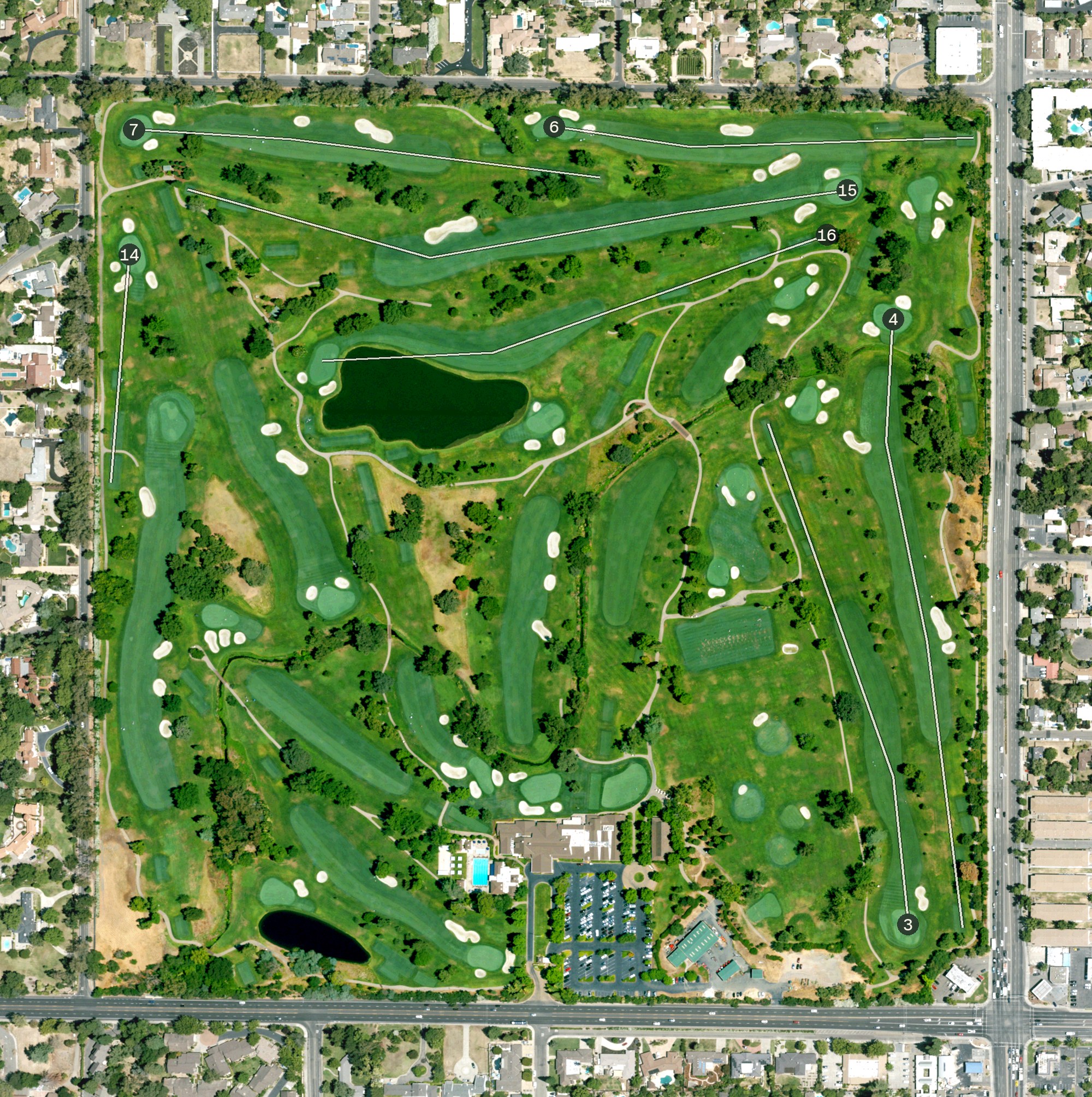 Aerial view of Del Paso Country Club, CA