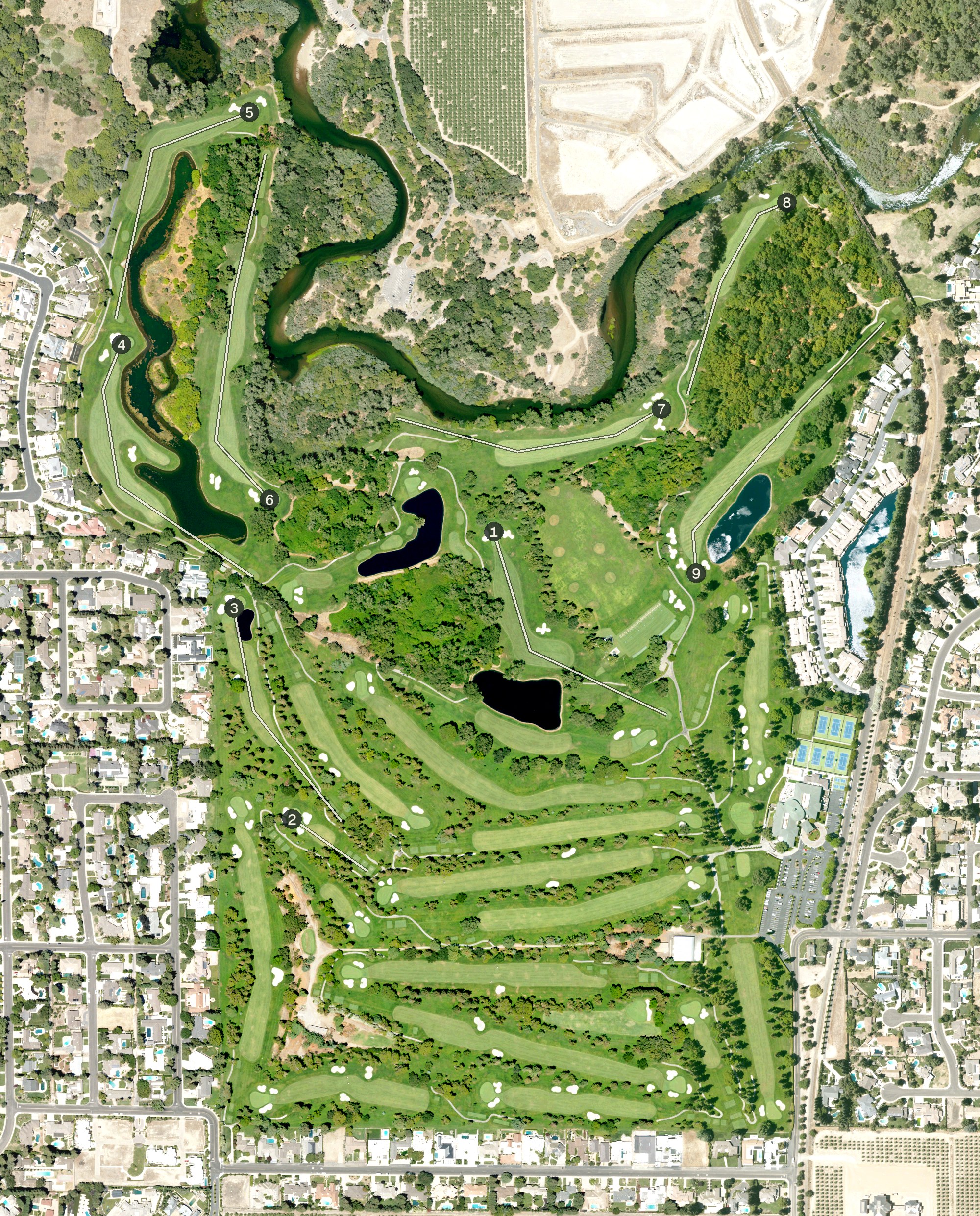 Aerial view of Del Rio Golf & Country Club, CA