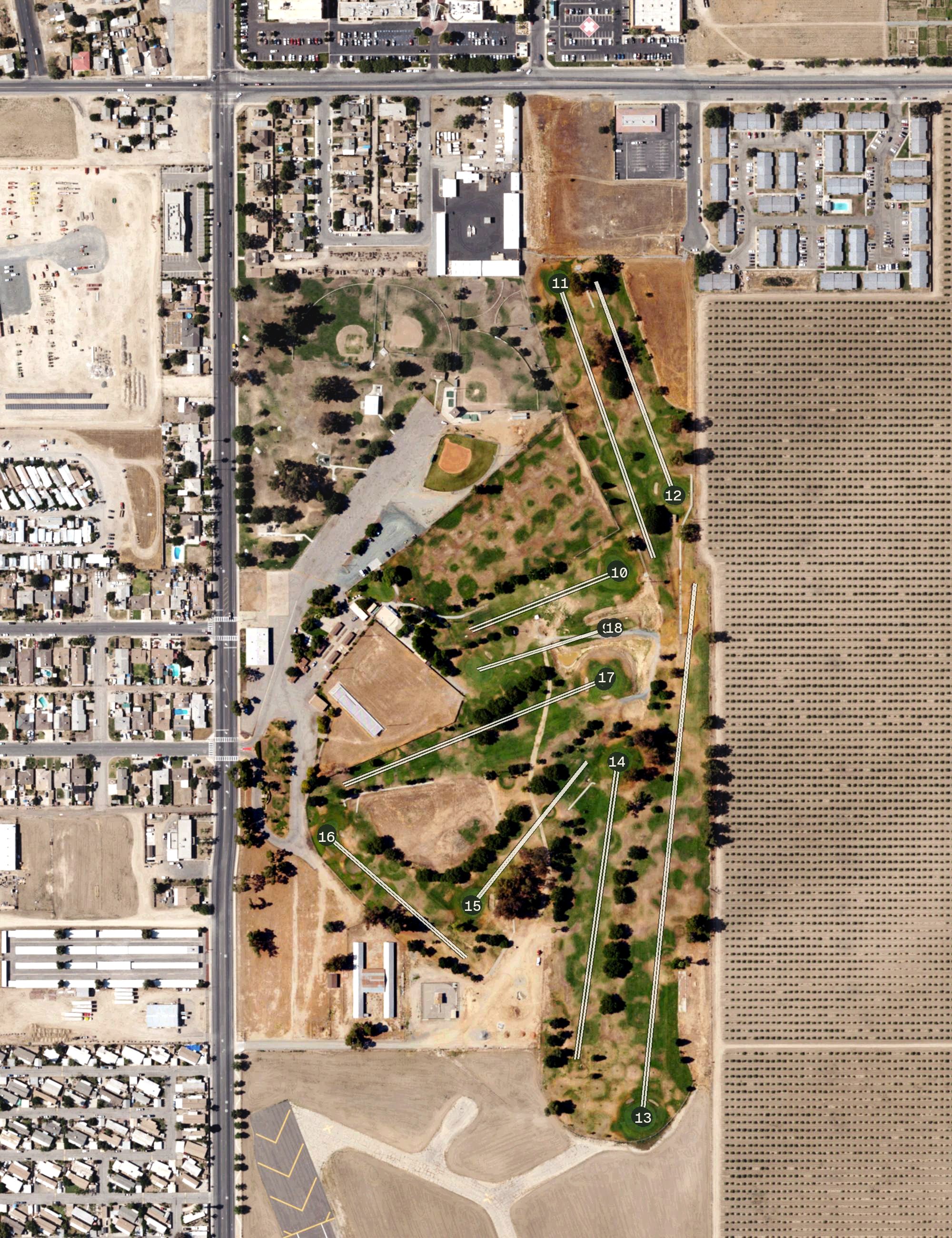 Aerial view of Delano Public Golf Course, CA