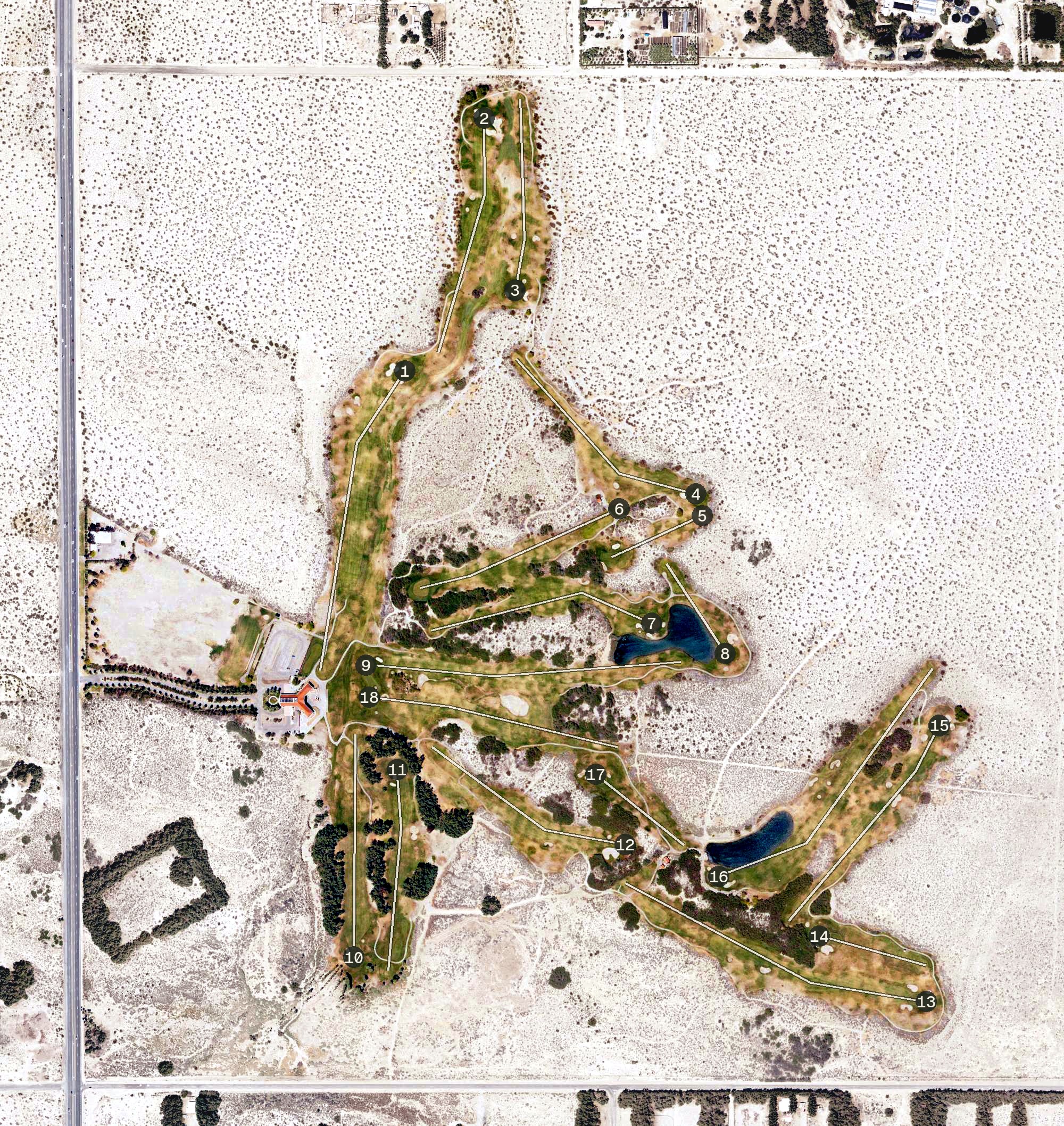 Aerial view of Desert Dunes Golf Course, CA