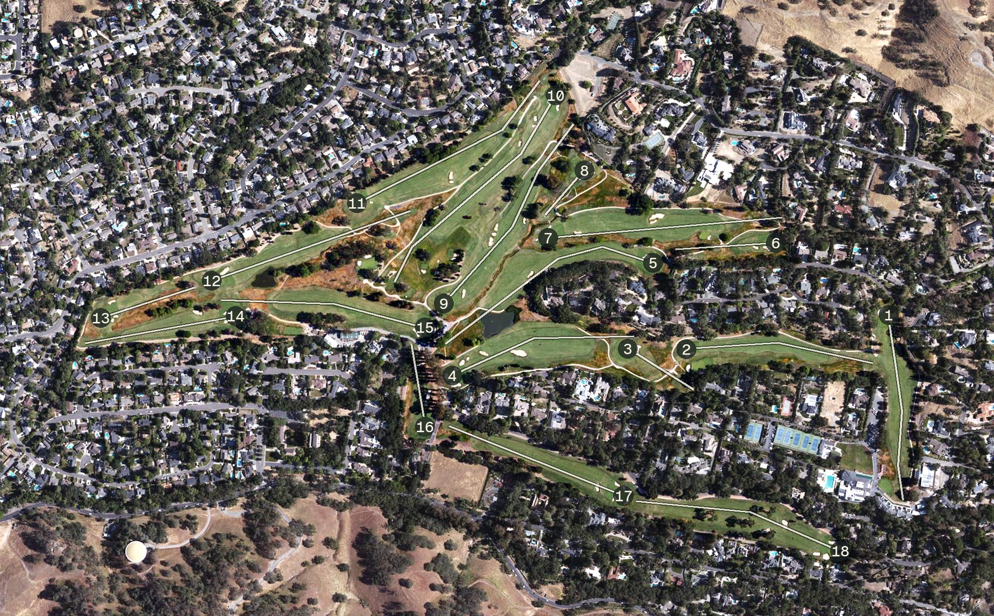 Aerial view of Diablo Country Club, CA