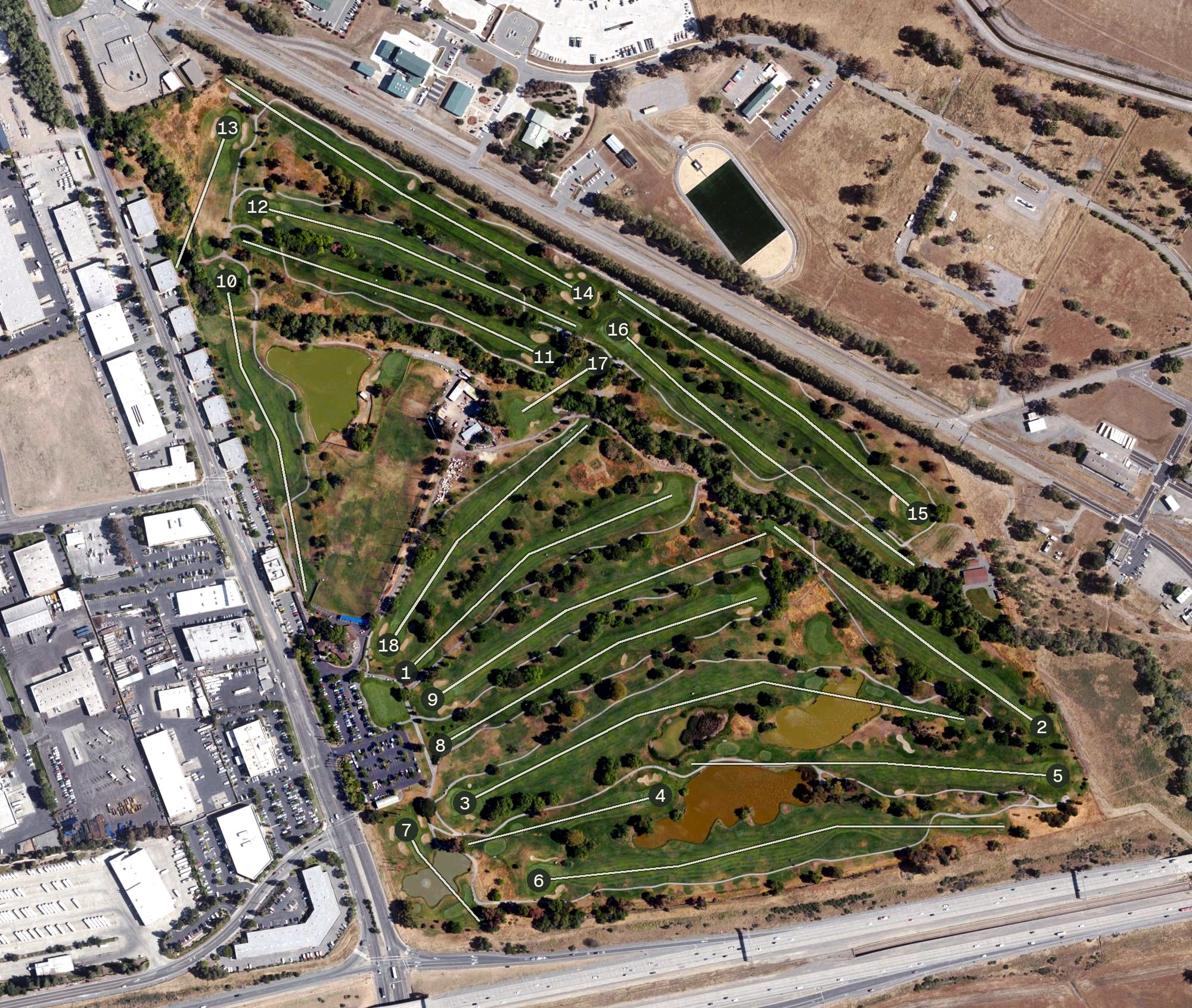 Aerial view of Diablo Creek Golf Course, CA