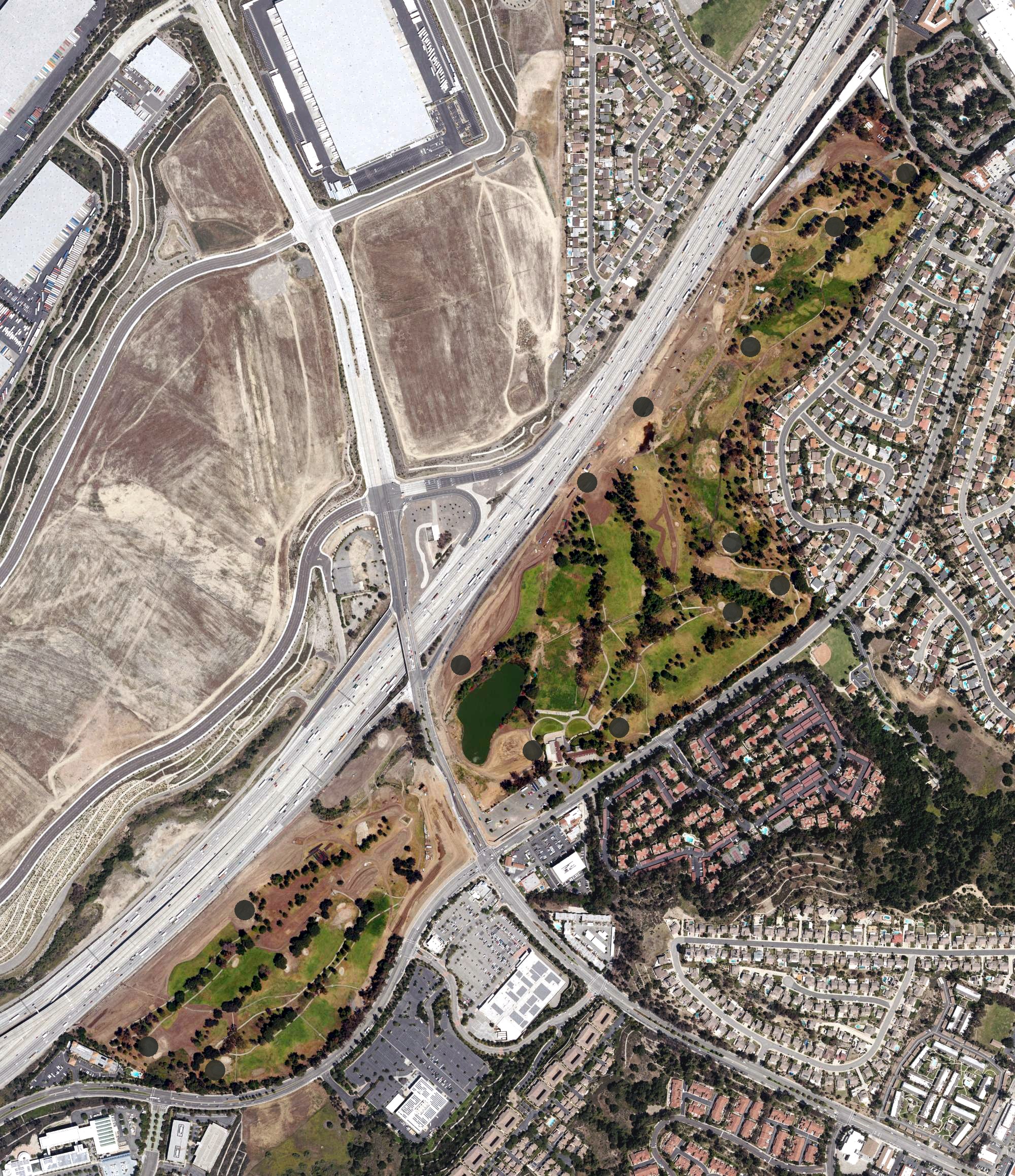Aerial view of Diamond Bar Golf Course, CA