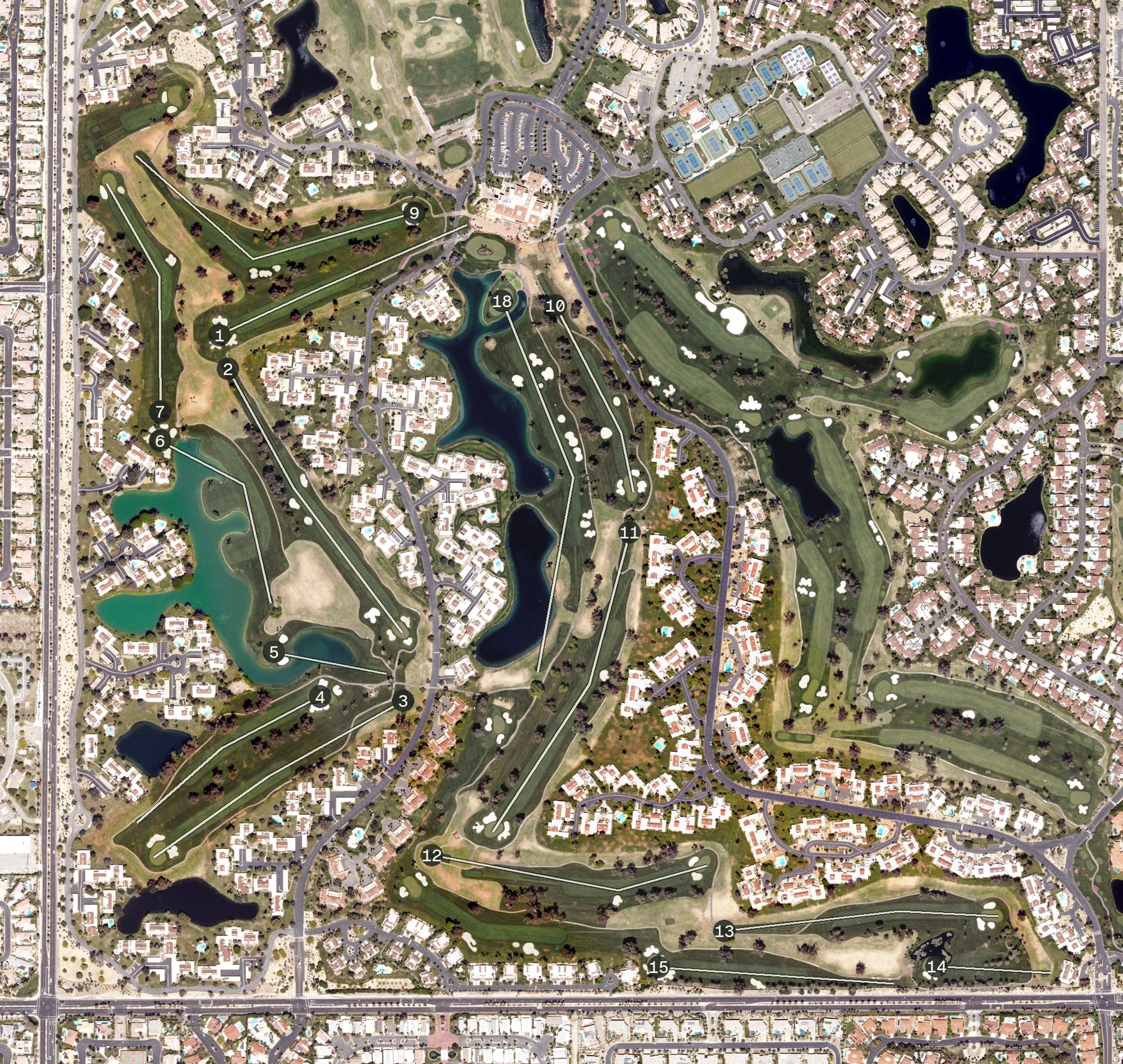 Aerial view of Dinah Shore Tournament Course, CA
