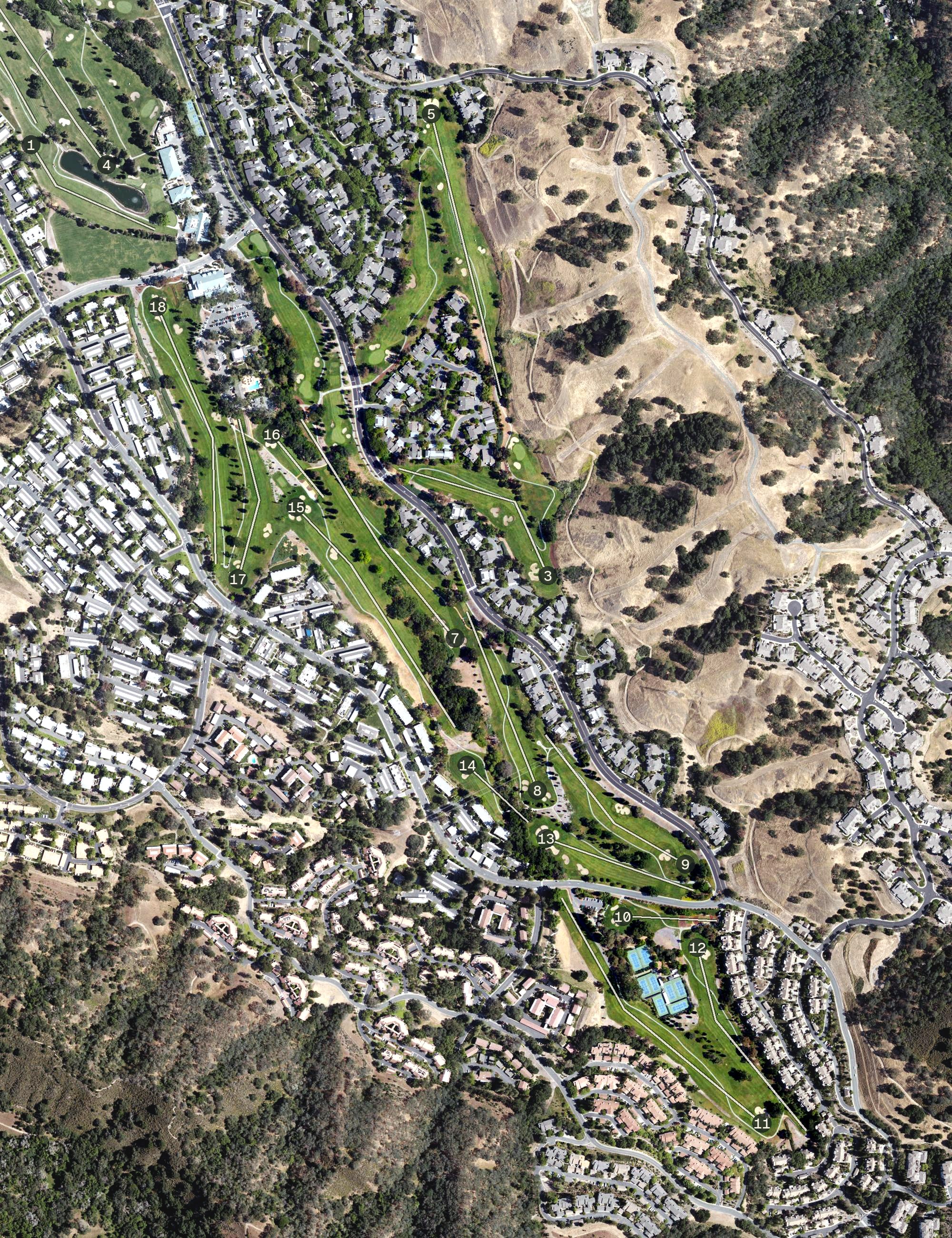 Aerial view of Dollar Ranch Golf Course, CA