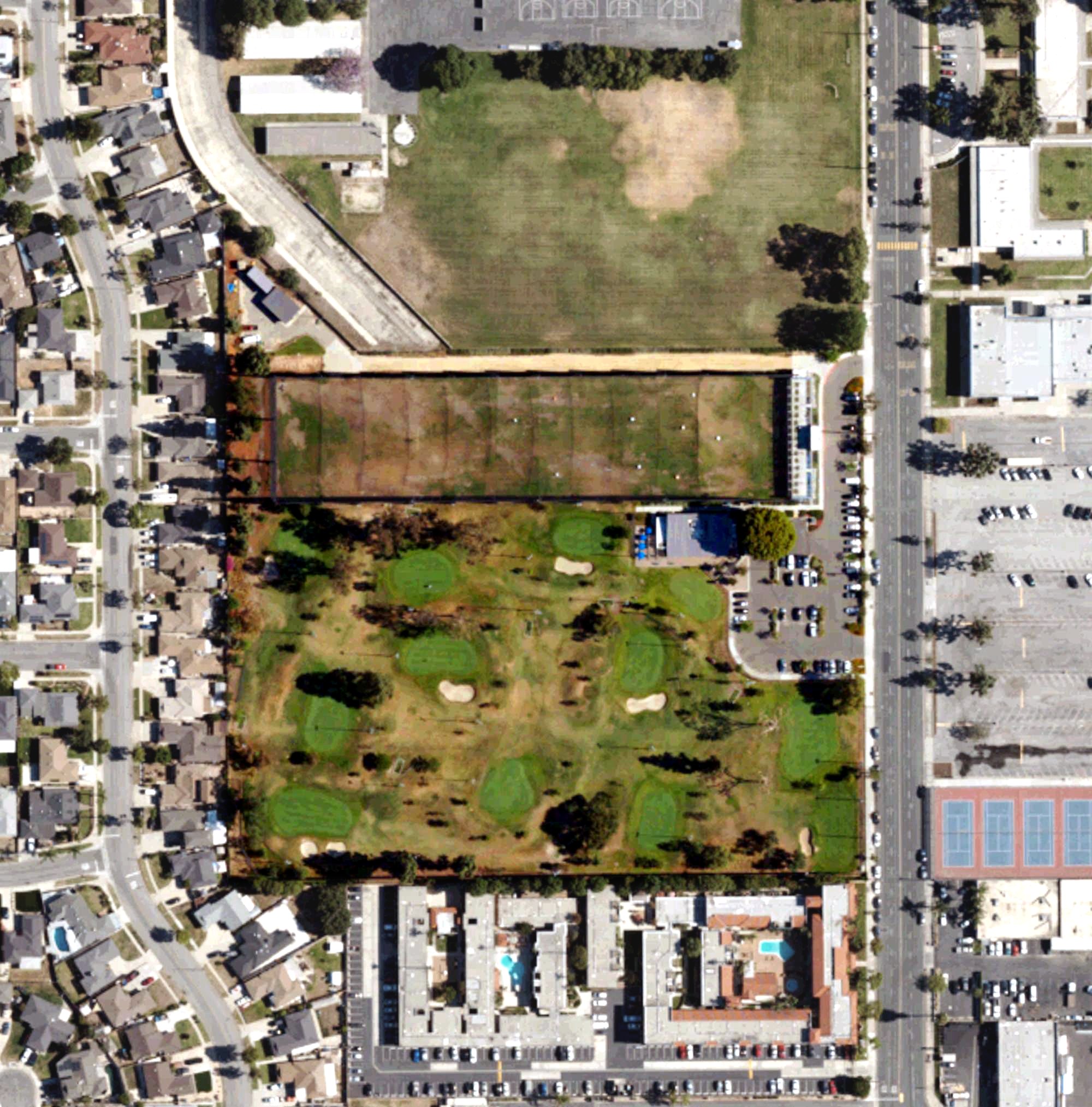 Aerial view of Don Knabe Golf Center & Junior Academy, CA