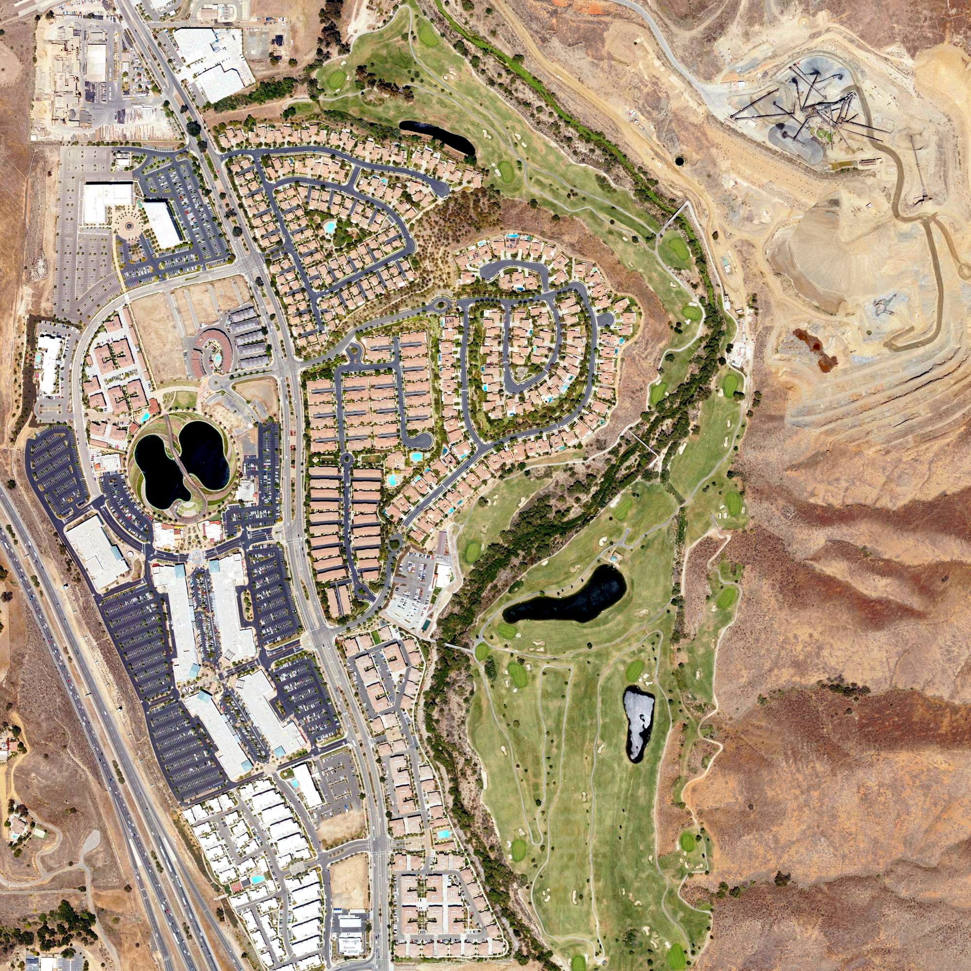 Aerial view of Dos Lagos Golf Course, CA