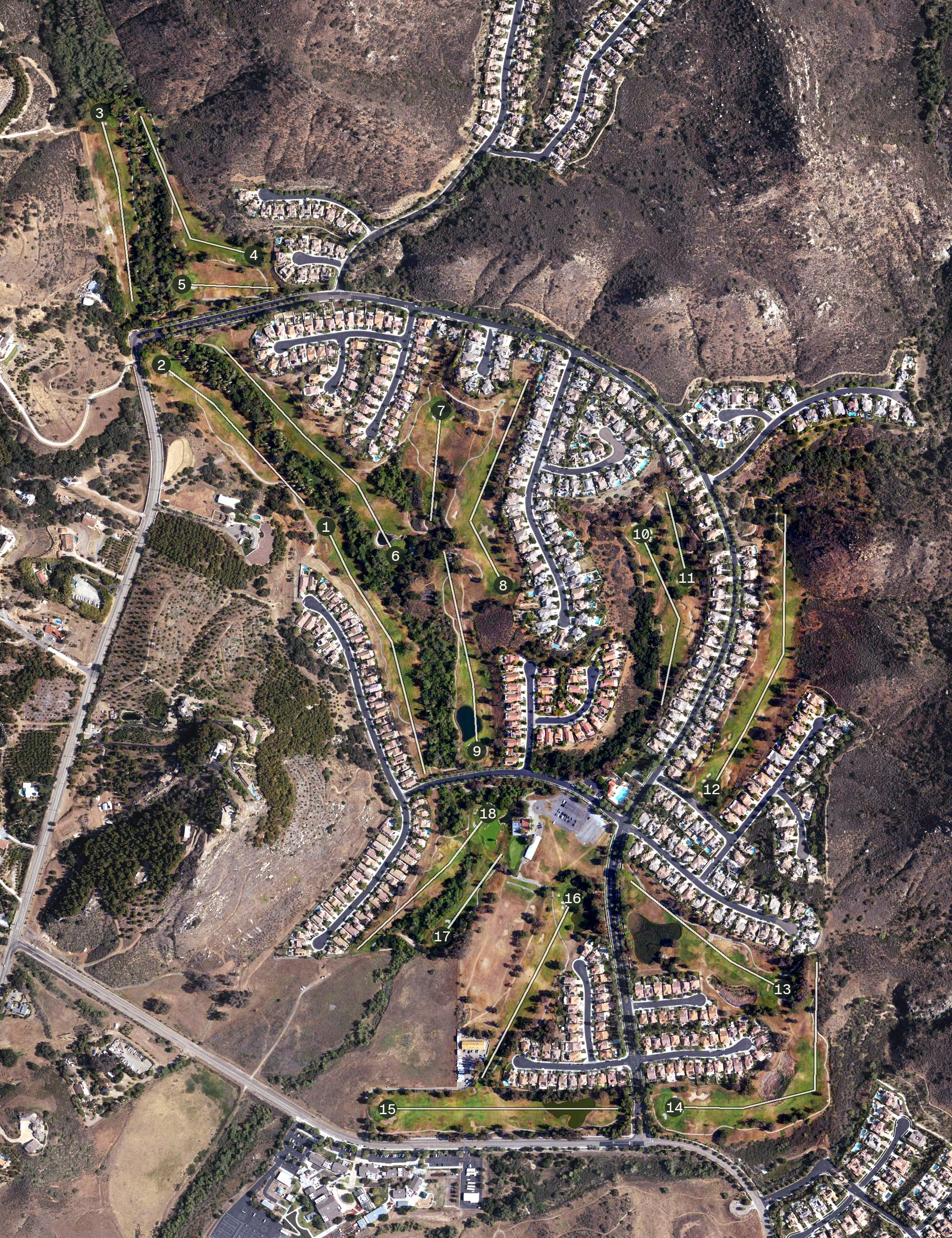 Aerial view of Dos Osos Golf Club, CA