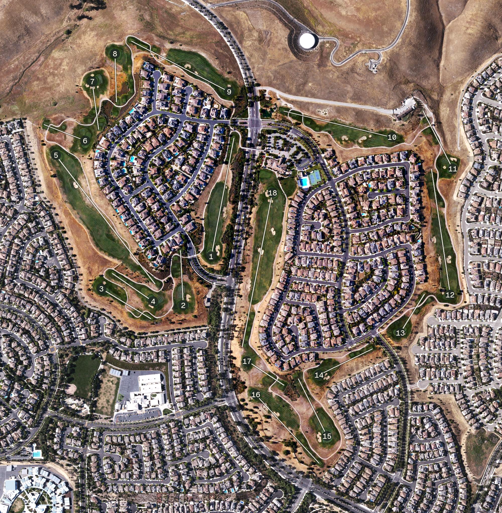Aerial view of Dublin Ranch Golf Course, CA
