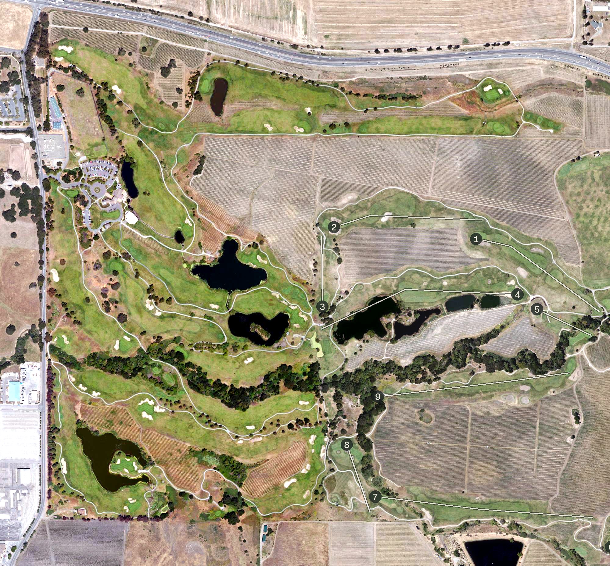 Aerial view of Eagle Vines Golf Club, CA