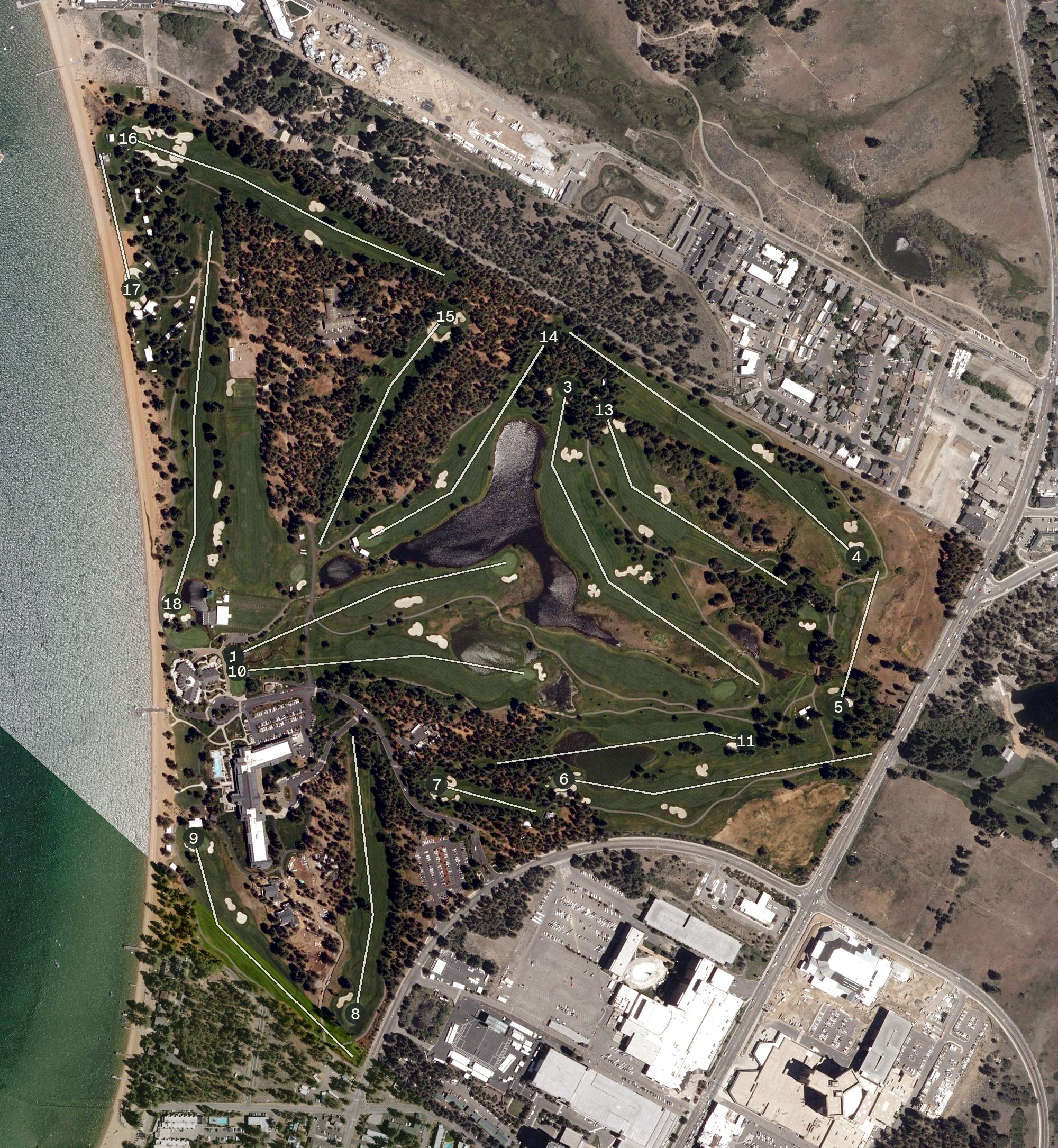 Aerial view of Edgewood Tahoe Golf Course, CA