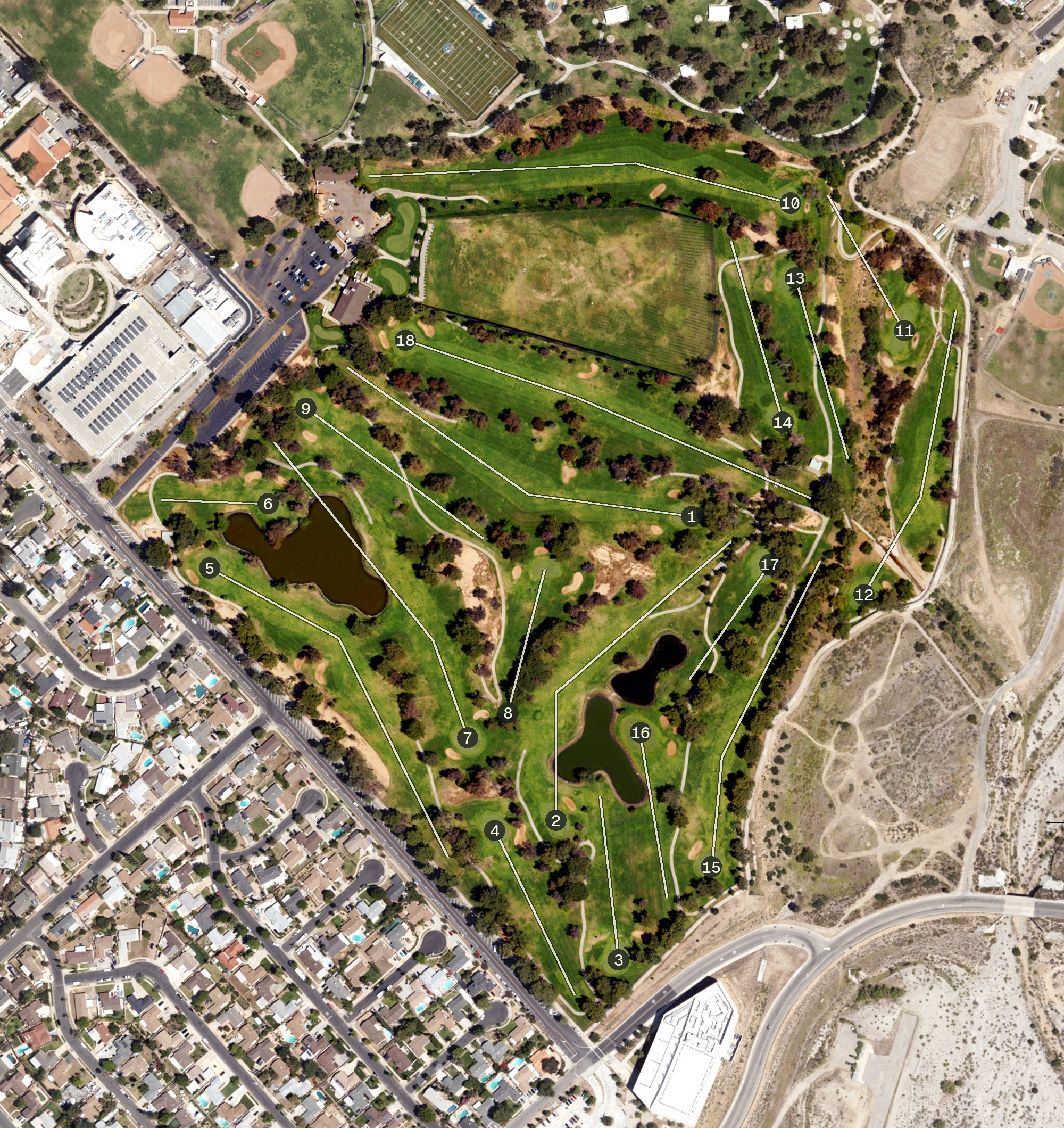 Aerial view of El Cariso Golf Course, CA