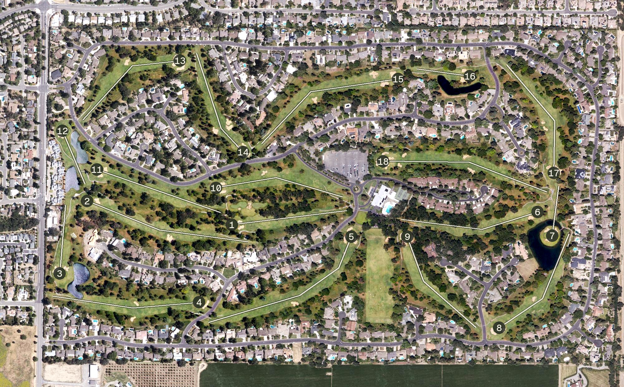 Aerial view of El Macero Country Club, CA