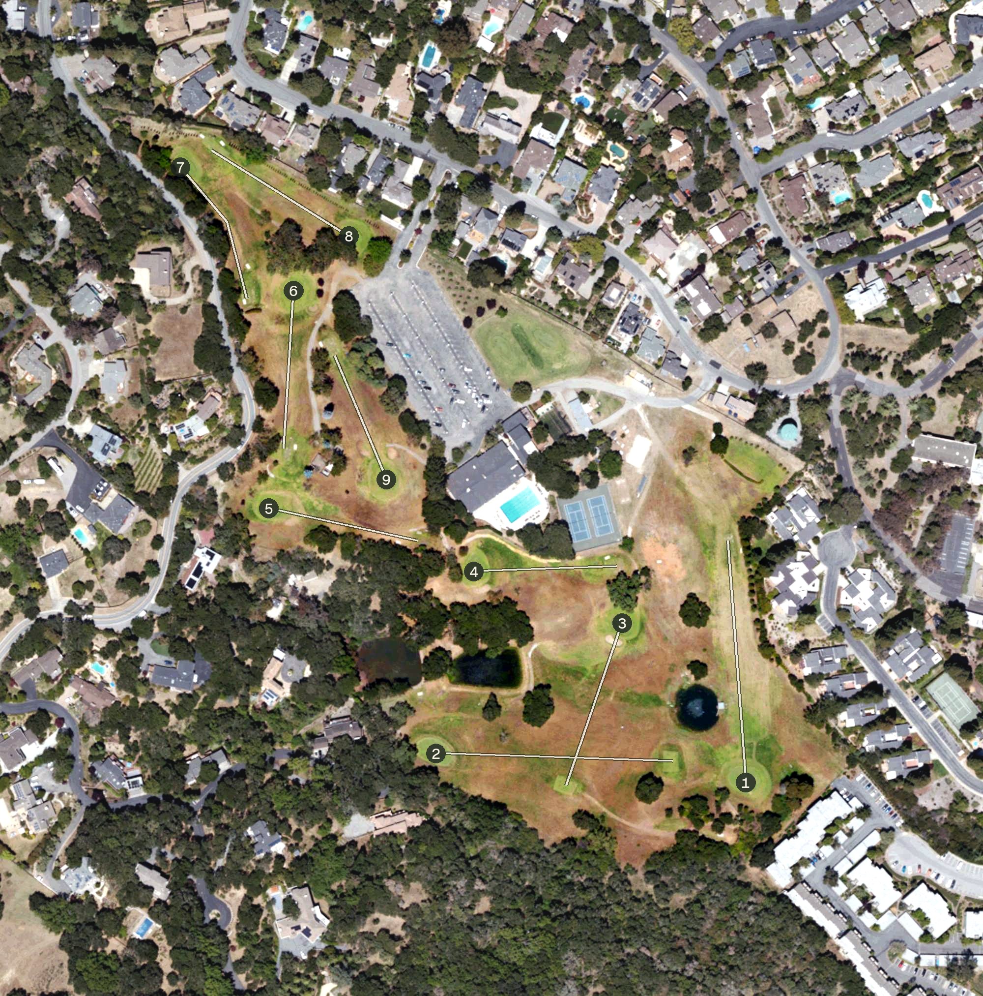 Aerial view of Emerald Hills Golf Course, CA