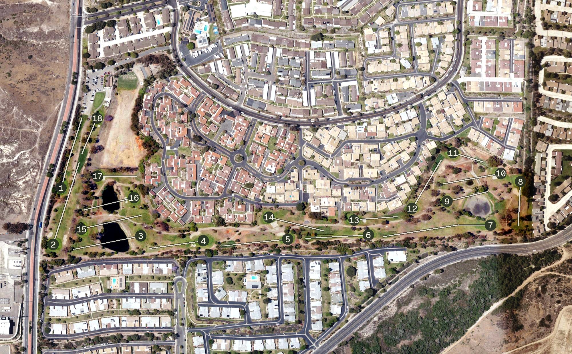 Aerial view of Emerald Isle Golf Course, CA