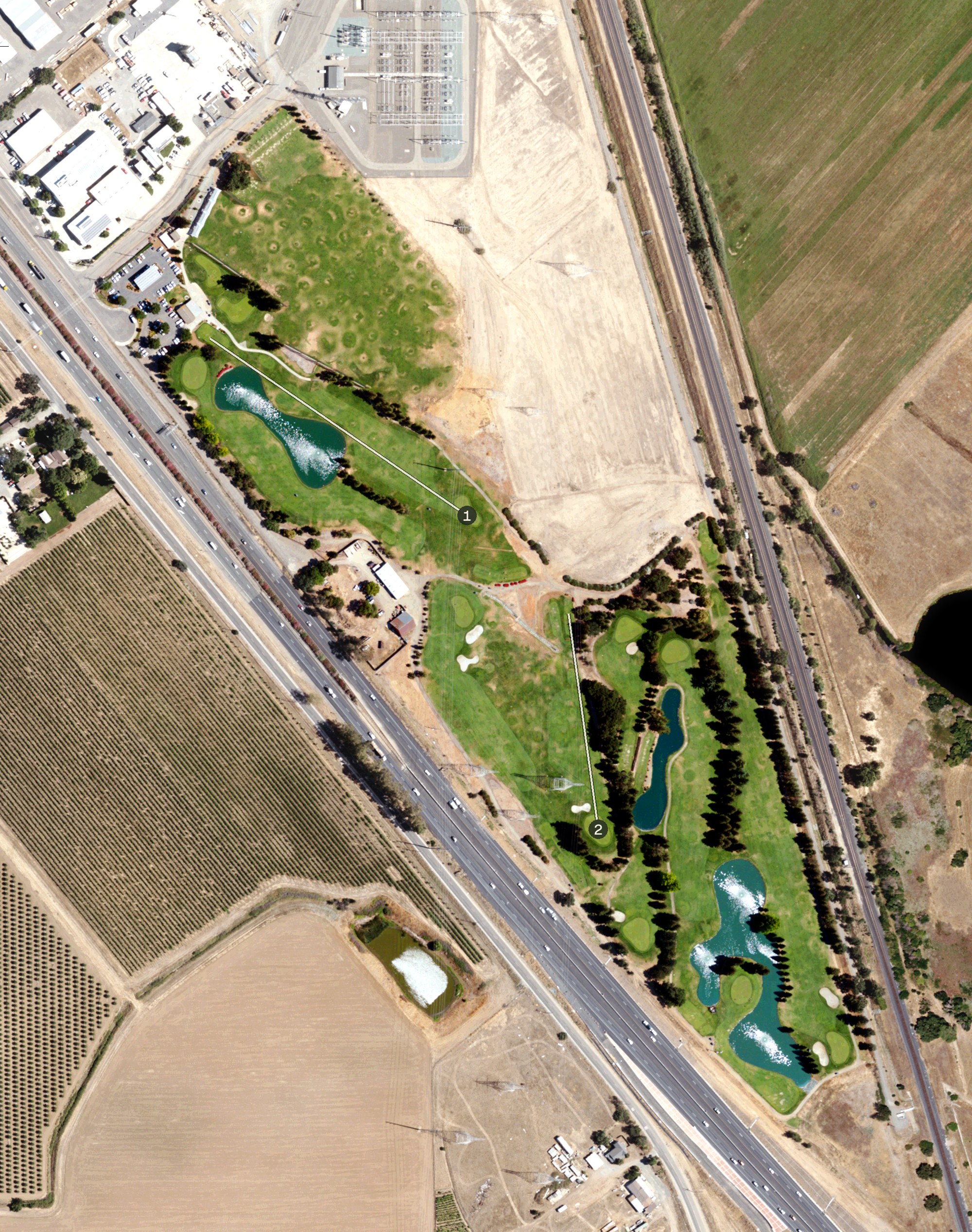 Aerial view of Emerald Lakes Golf Course, CA