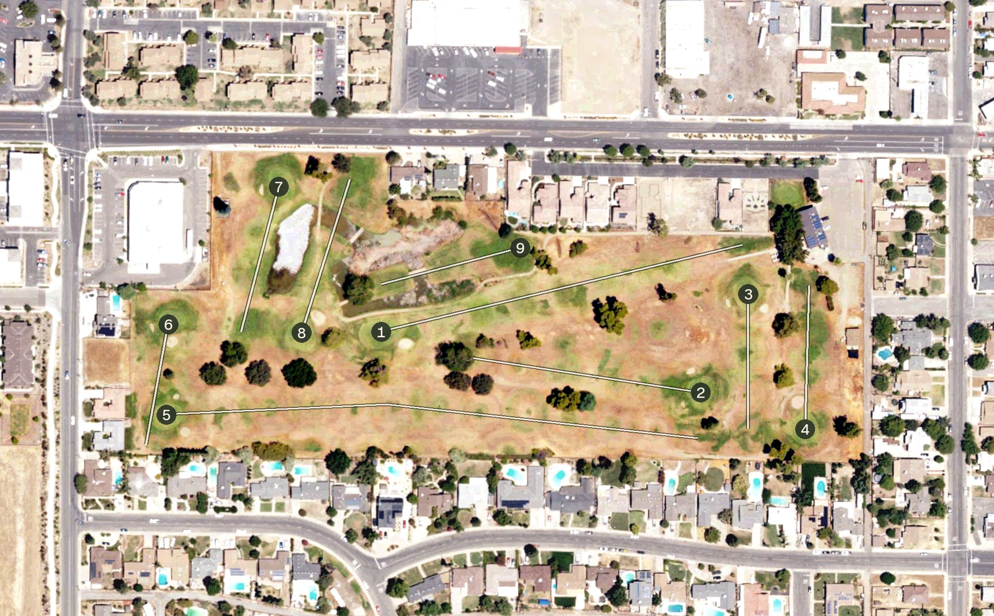 Aerial view of Exeter Golf Course, CA