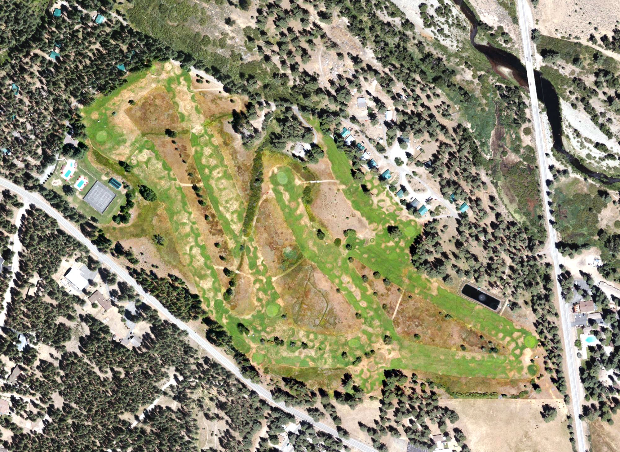 Aerial view of Feather River Park Resort, CA
