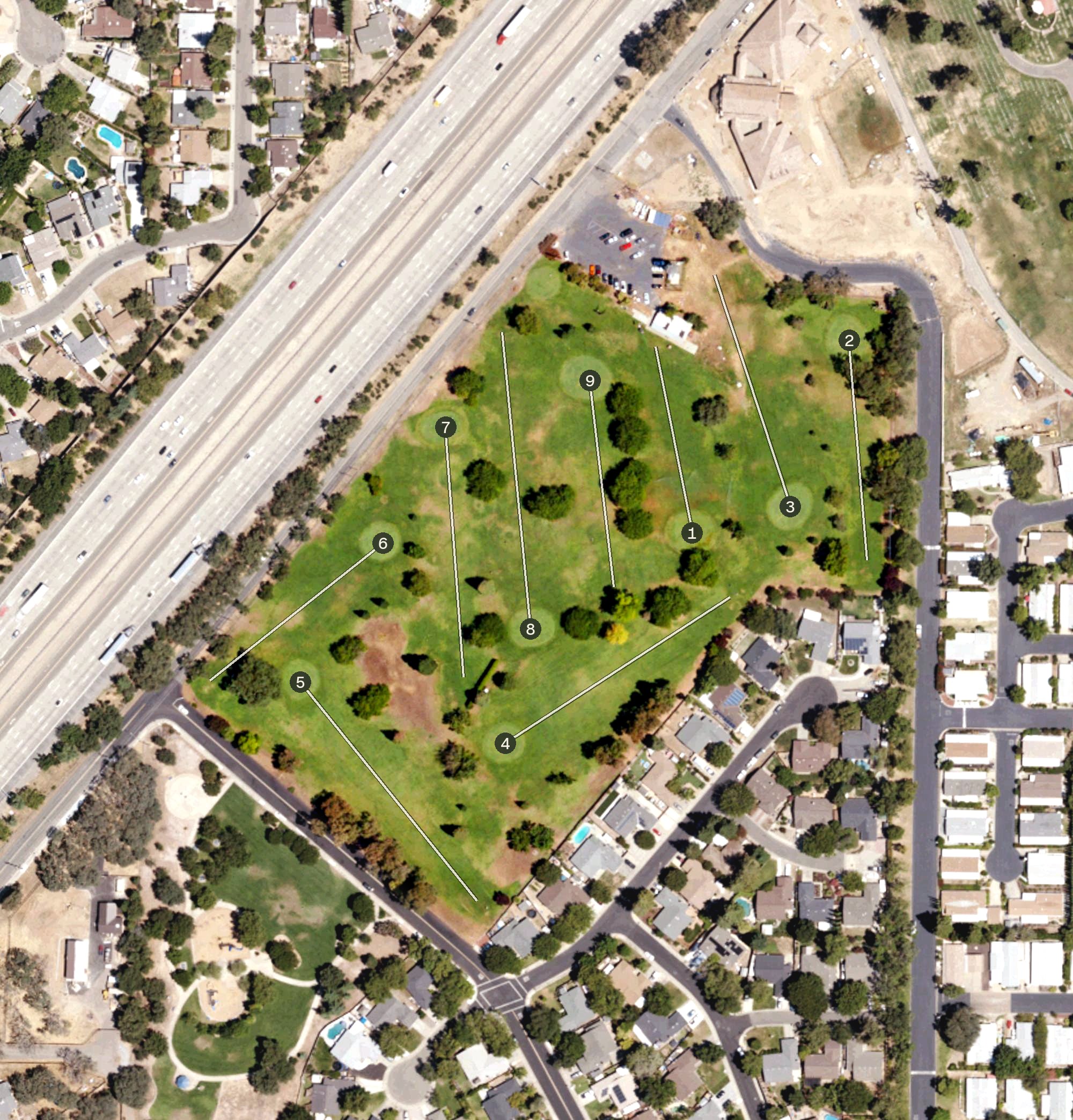Aerial view of Foothill Golf Course, CA