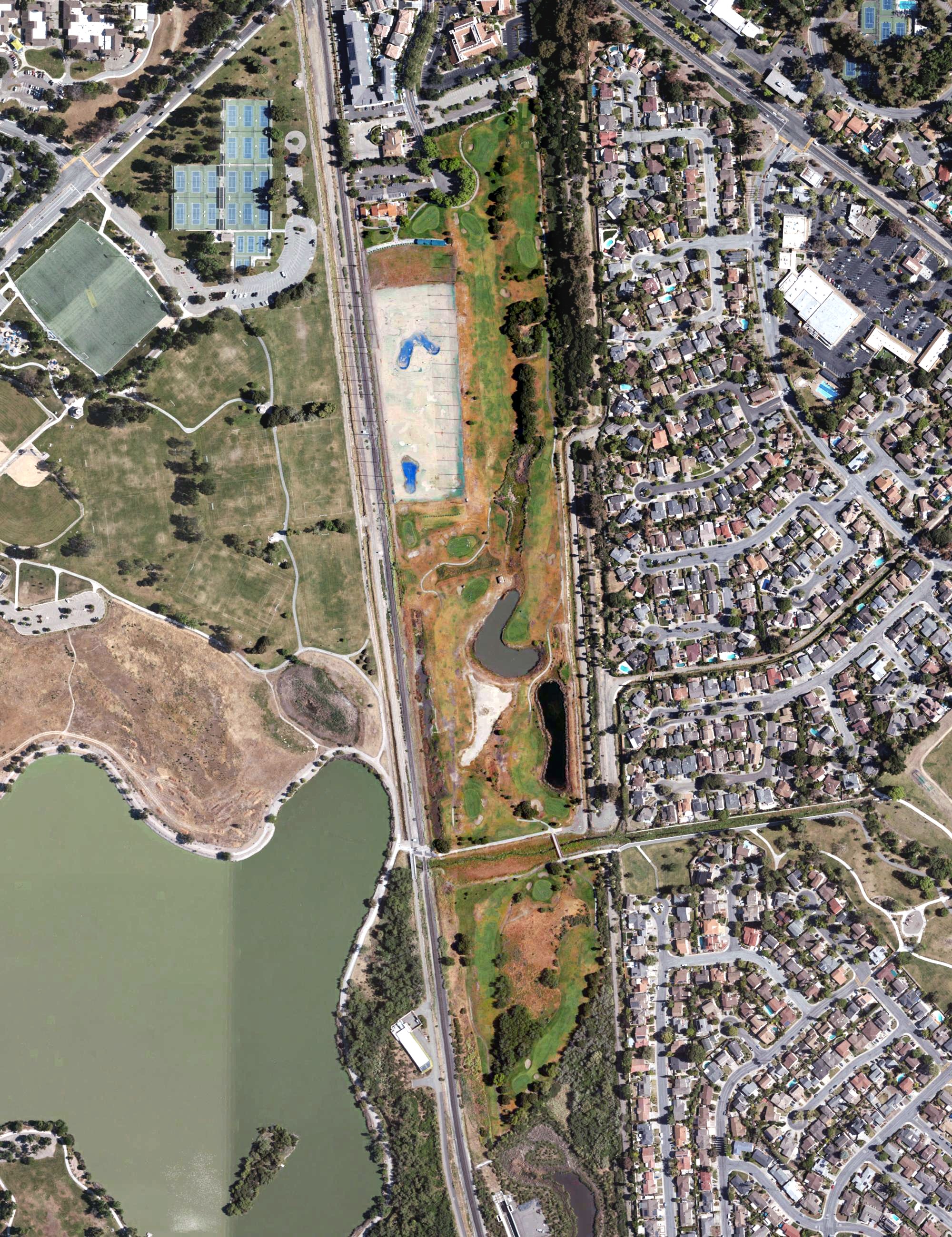 Aerial view of Fremont Park Golf Course, CA