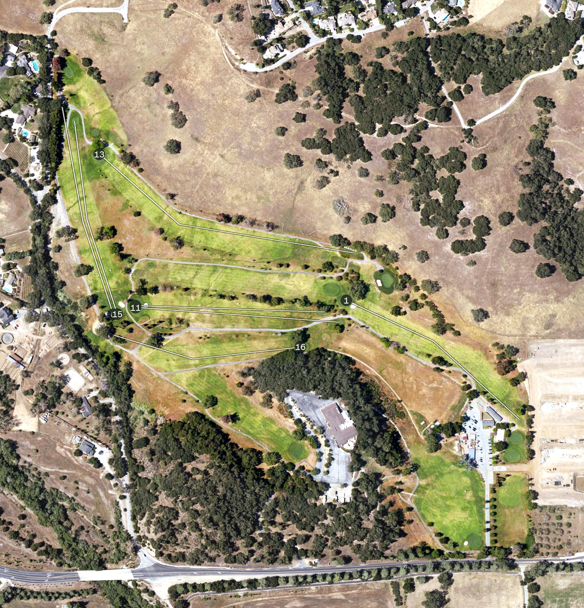 Aerial view of Gilroy Golf Course, CA