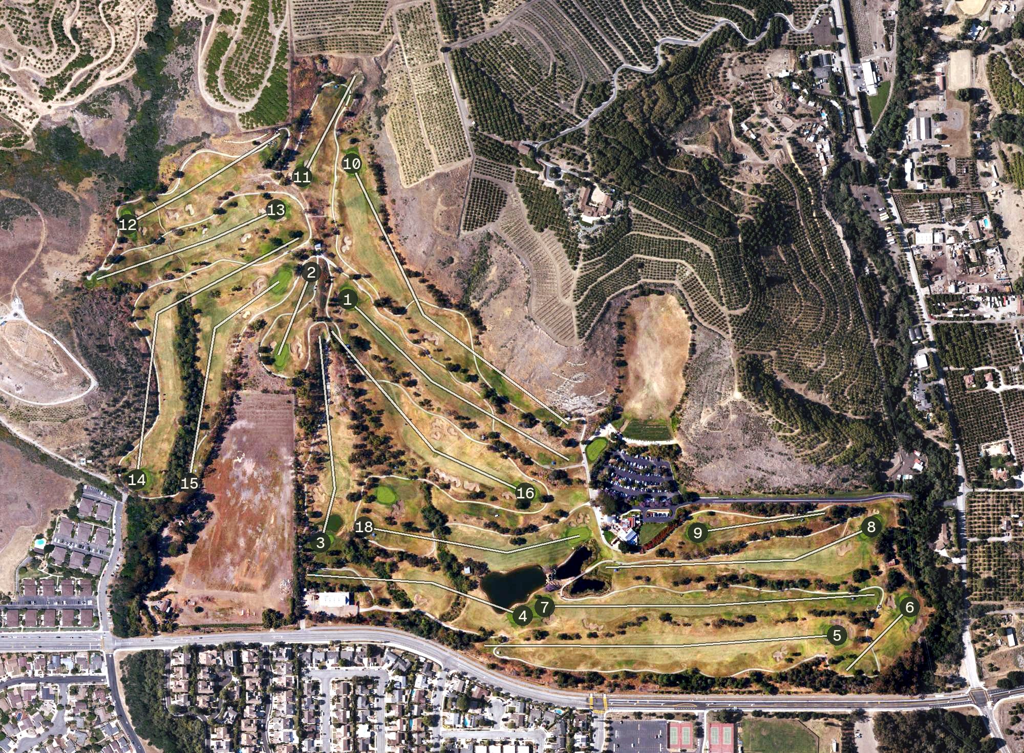 Aerial view of Glen Annie Golf Club, CA