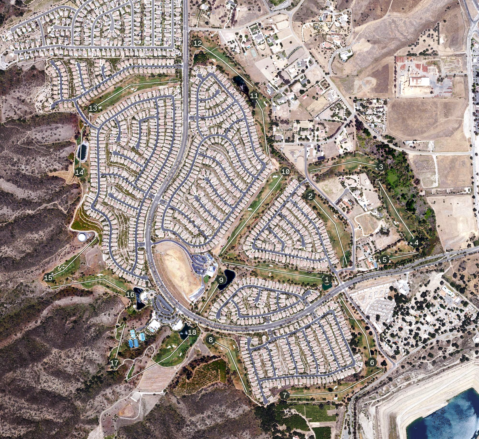 Aerial view of Glen Ivy Golf Club, CA