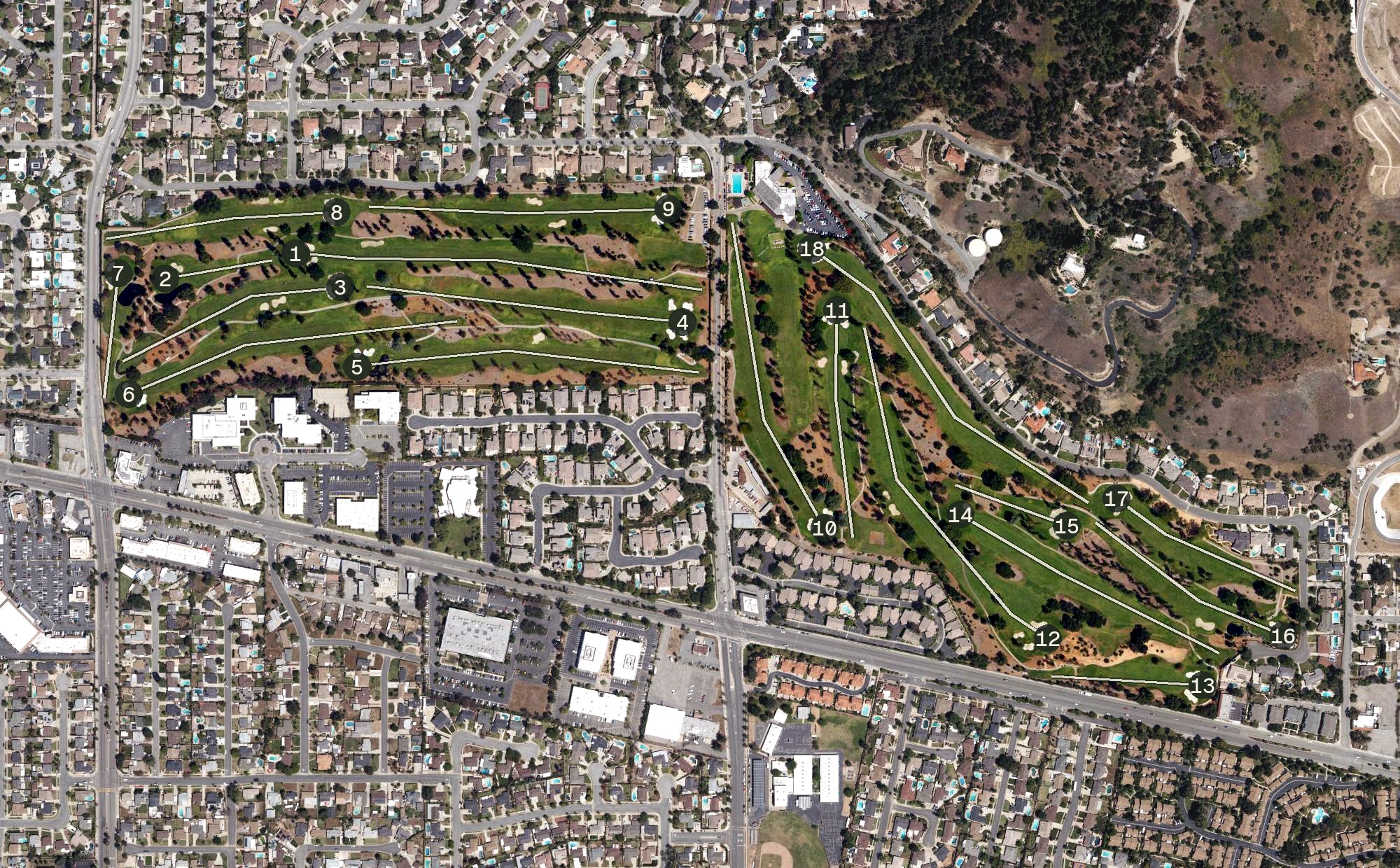 Aerial view of Glendora Country Club, CA