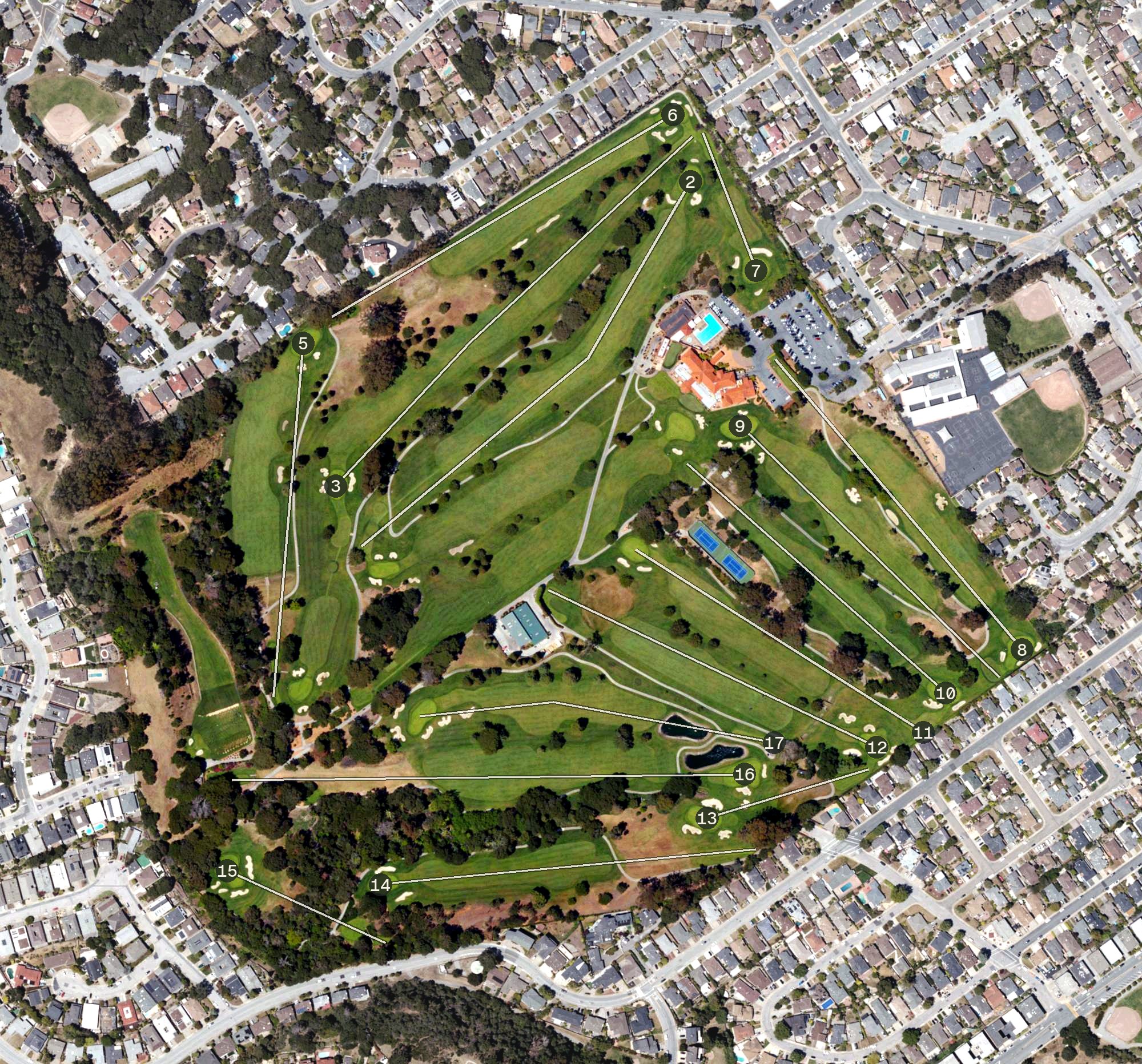 Aerial view of Green Hills Country Club, CA