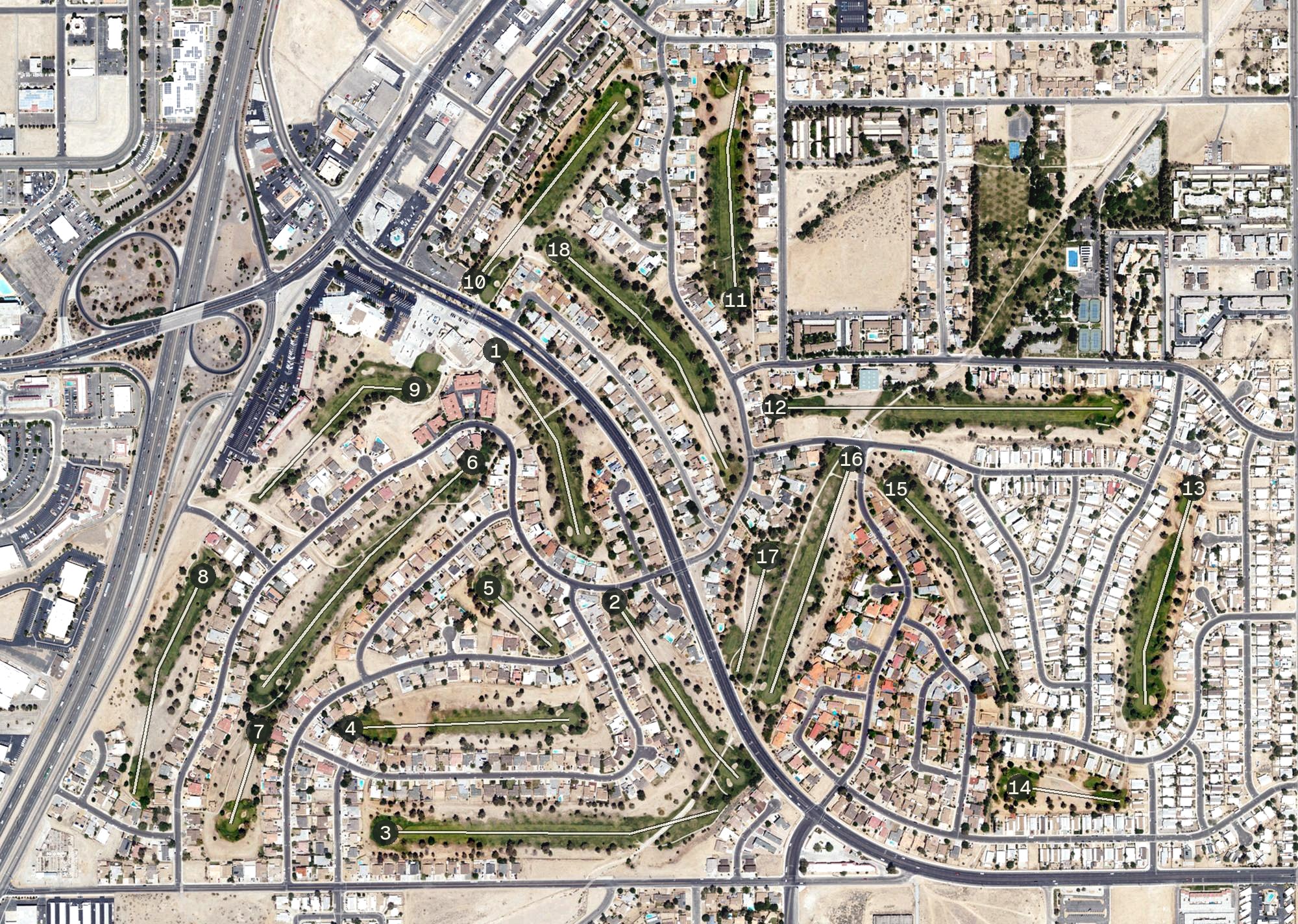Aerial view of Green Tree Golf Course, CA