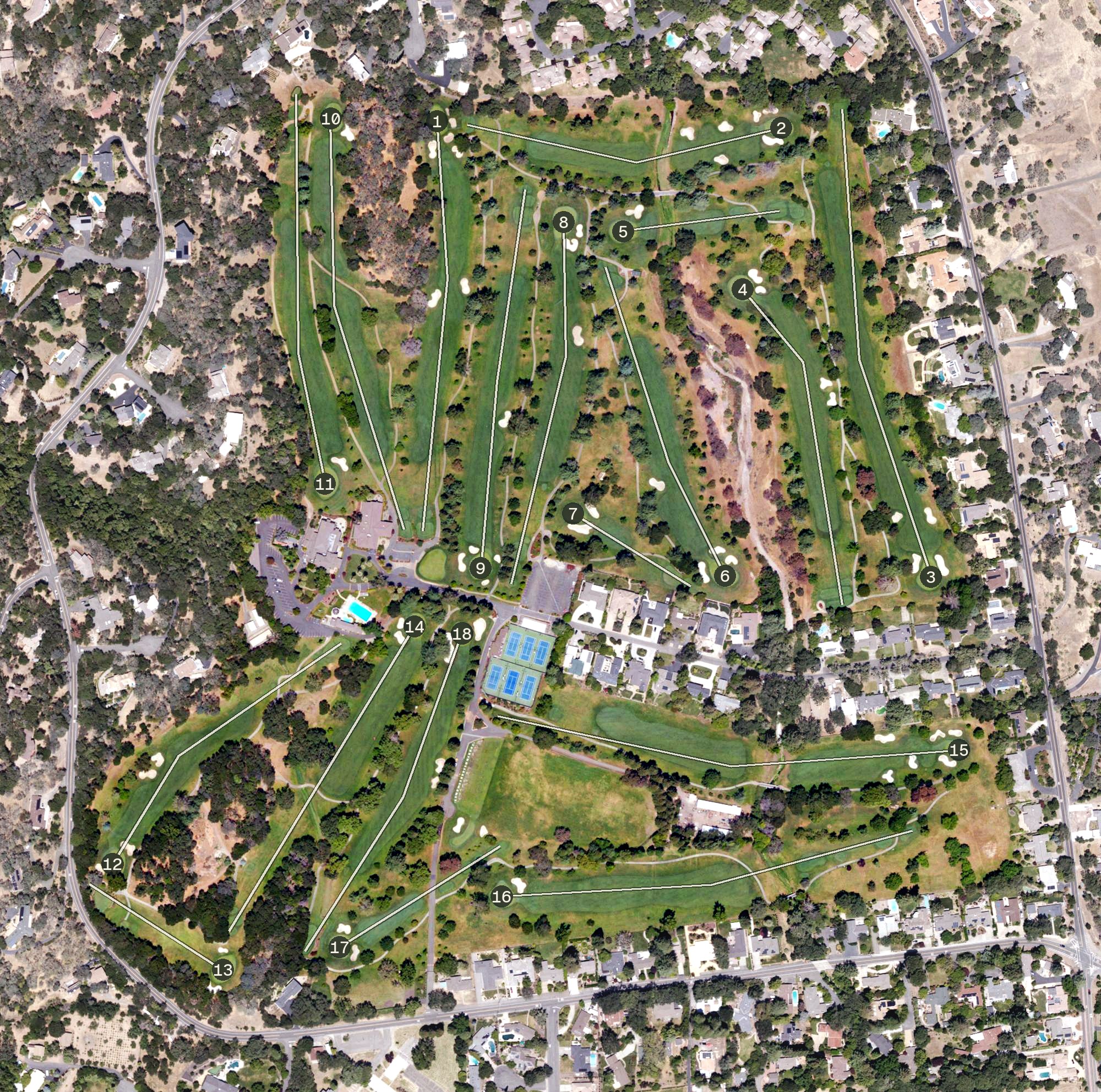Aerial view of Green Valley Country Club, CA