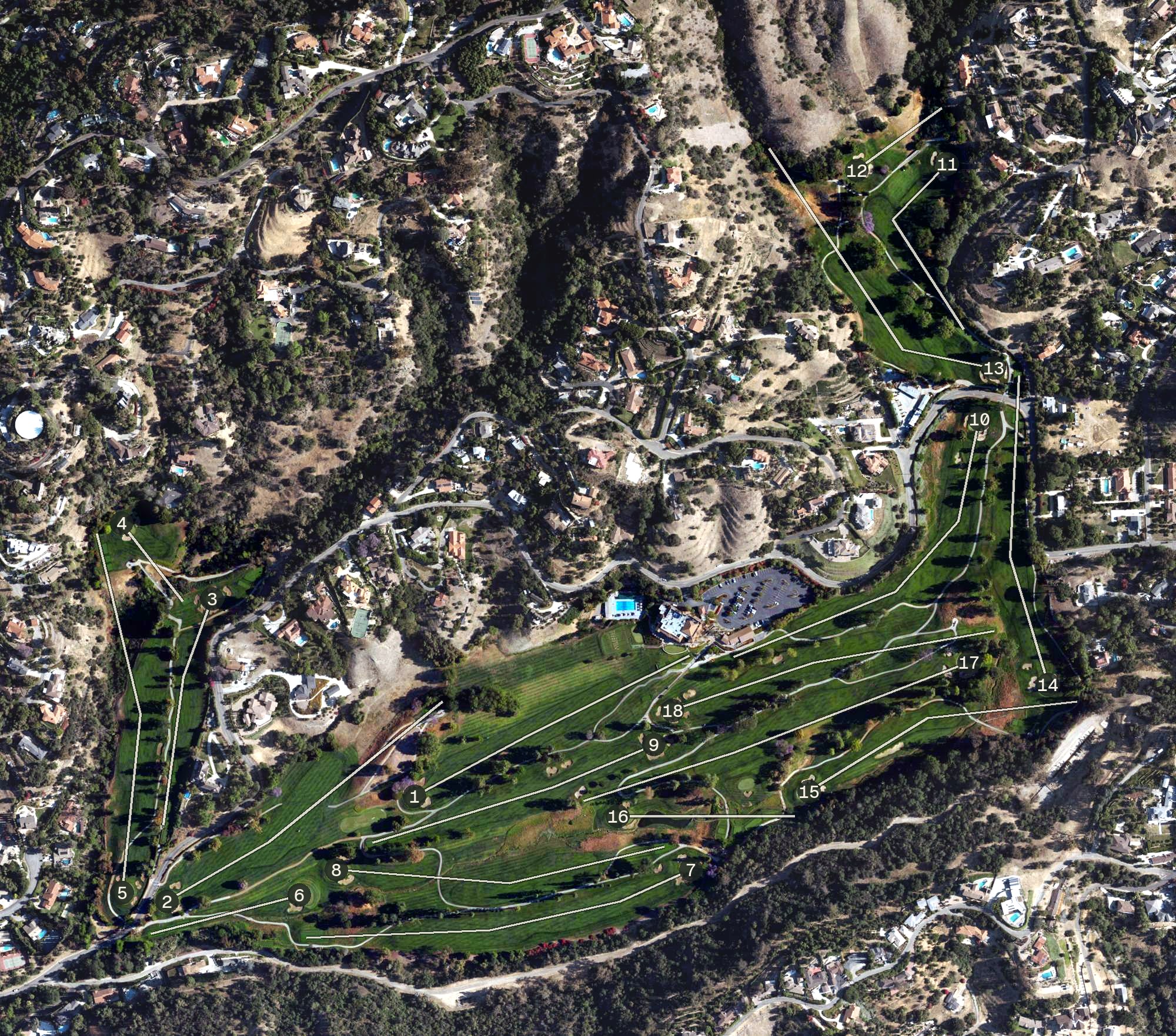 Aerial view of Hacienda Golf Club, CA