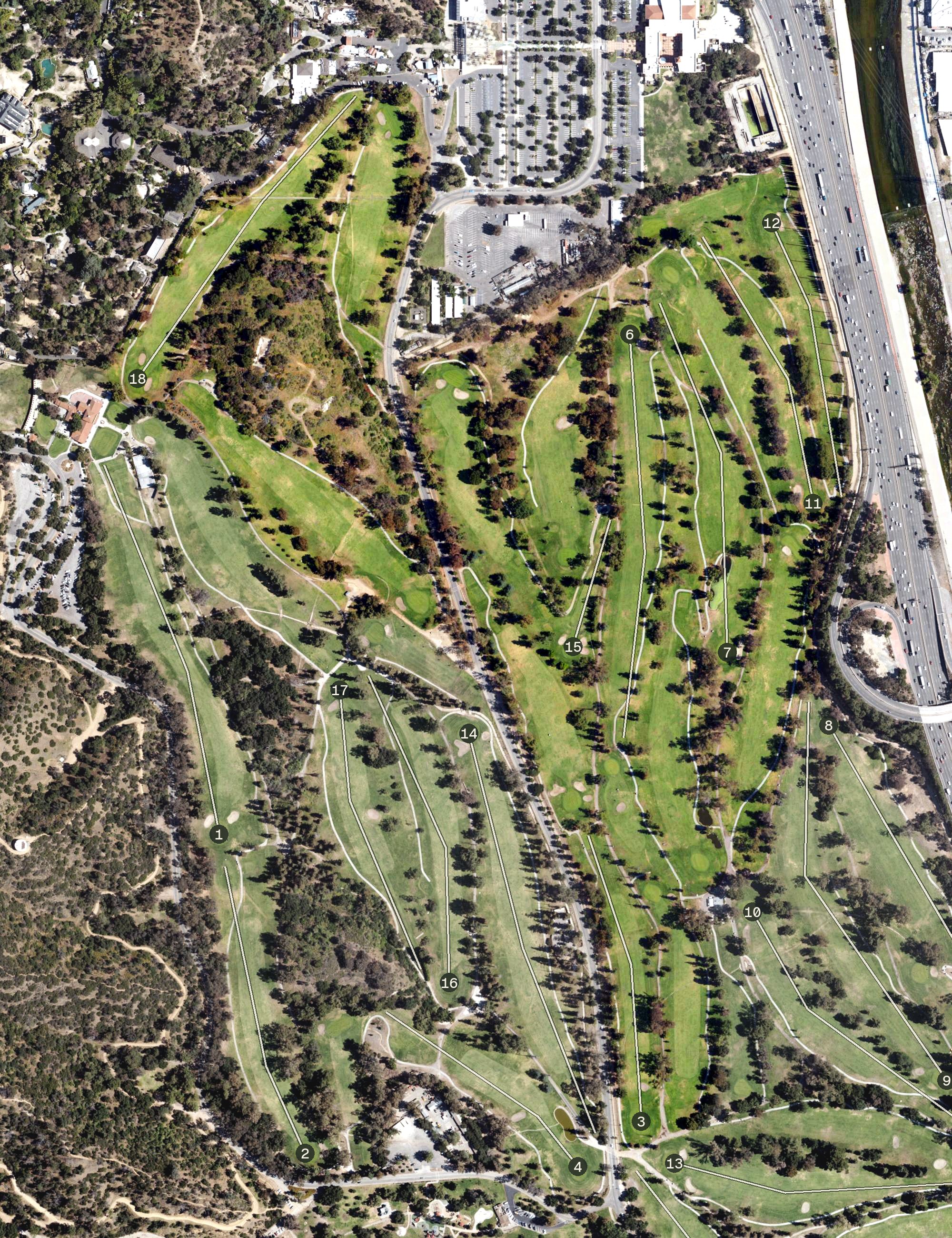 Aerial view of Harding Golf Course, CA