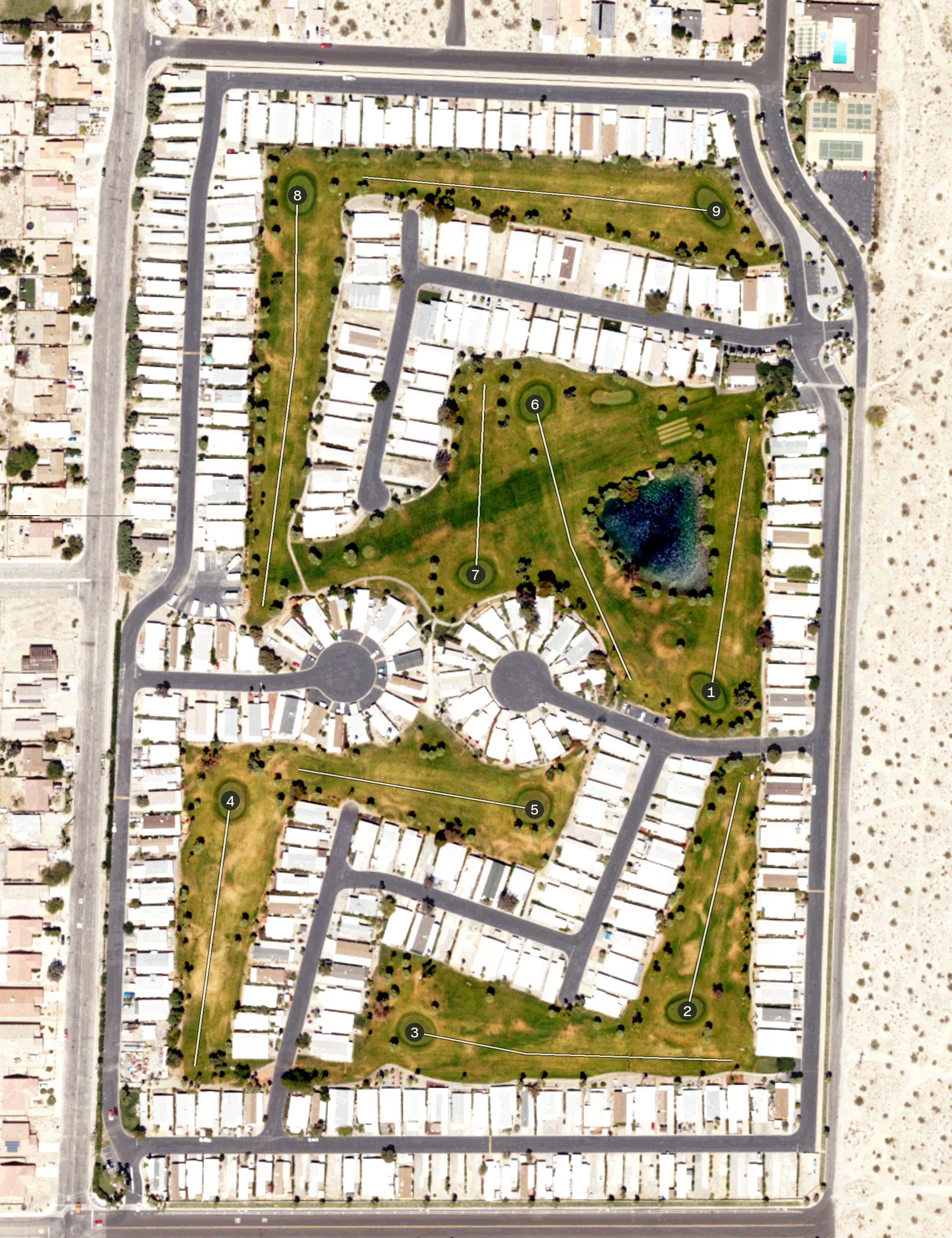 Aerial view of Hidden Springs Golf Course, CA
