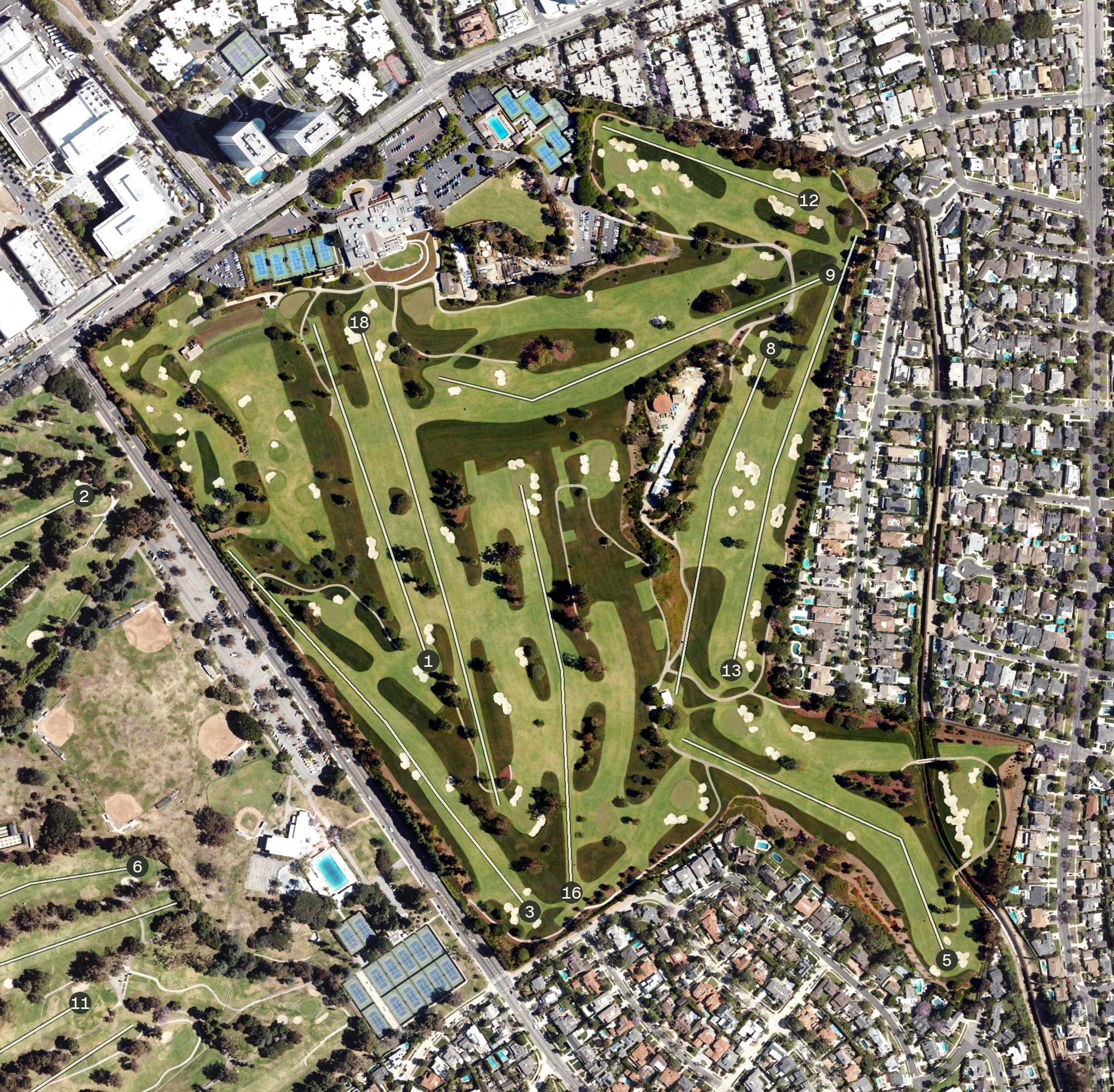 Aerial view of Hillcrest Country Club, CA