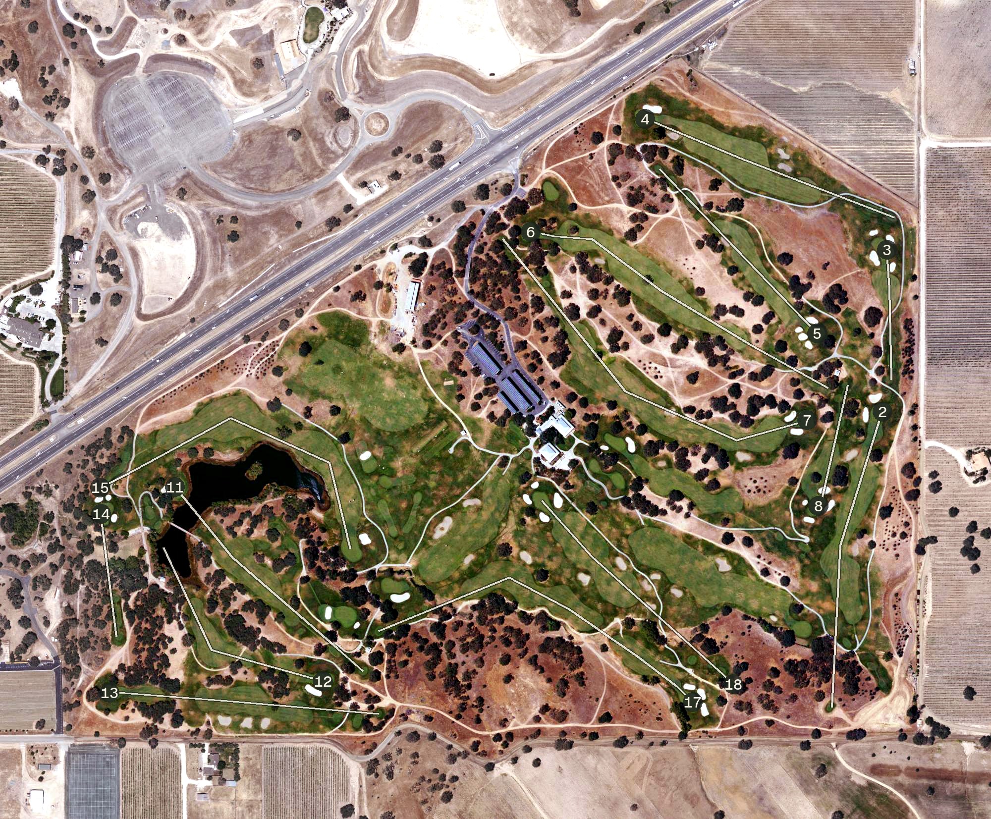 Aerial view of Hunter Ranch Golf Course, CA