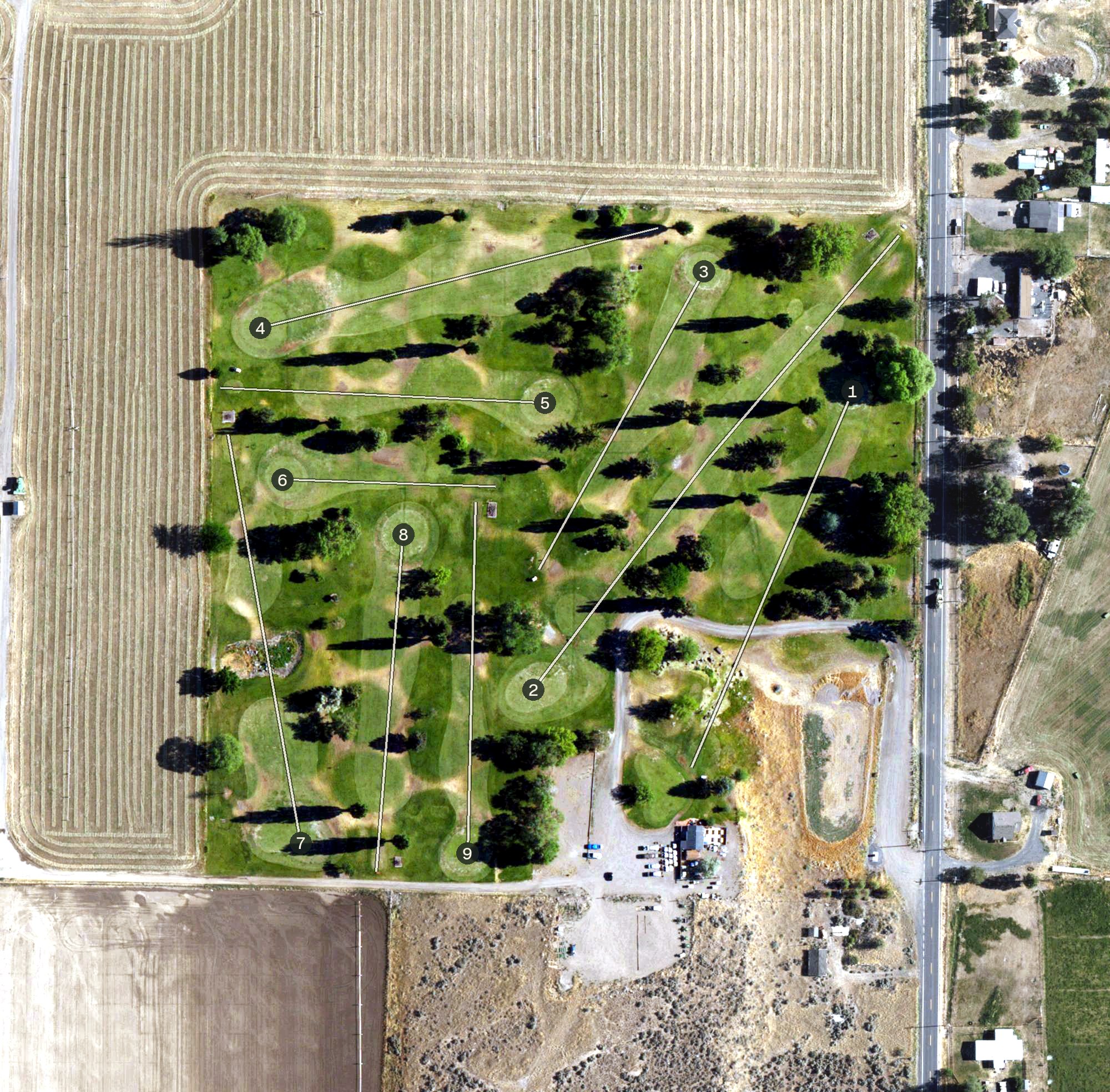 Aerial view of Indian Camp Golf Course, CA