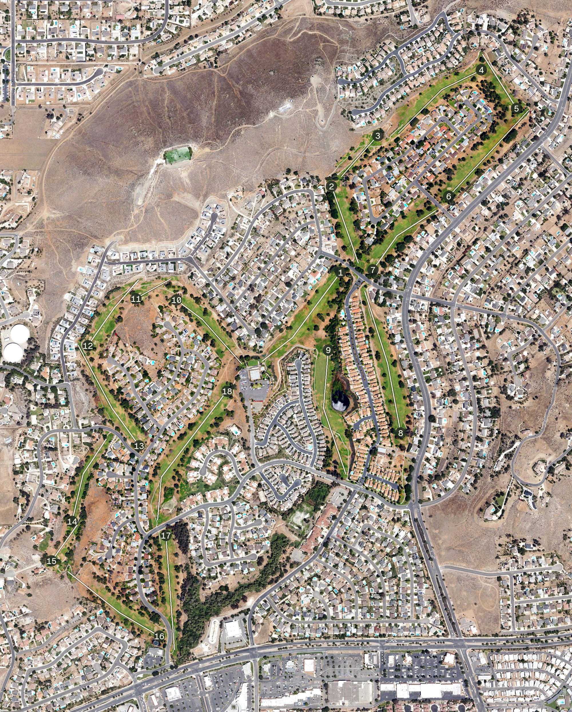 Aerial view of Indian Hills Golf Course, CA
