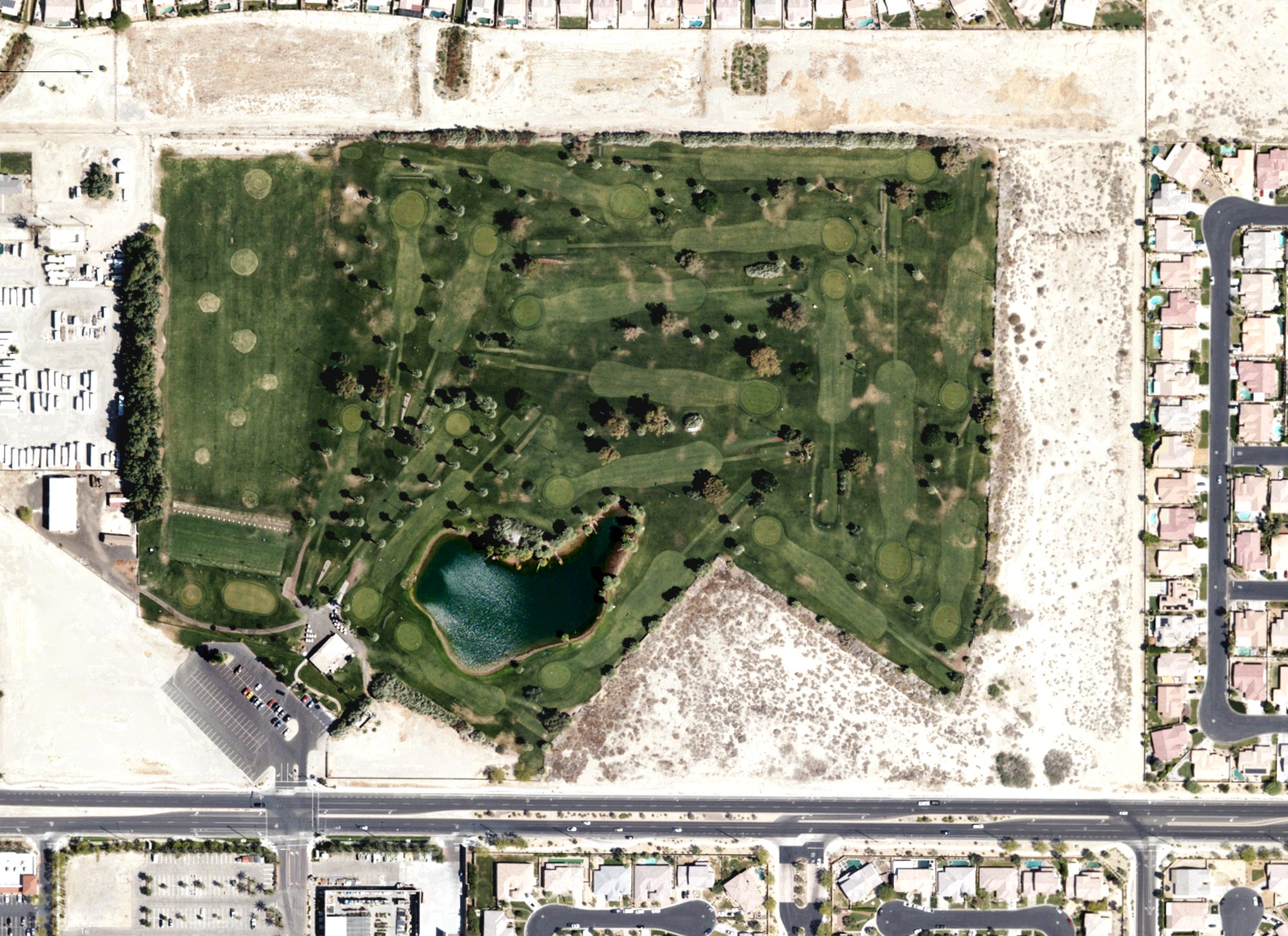 Aerial view of Indio Municipal Golf Course, CA