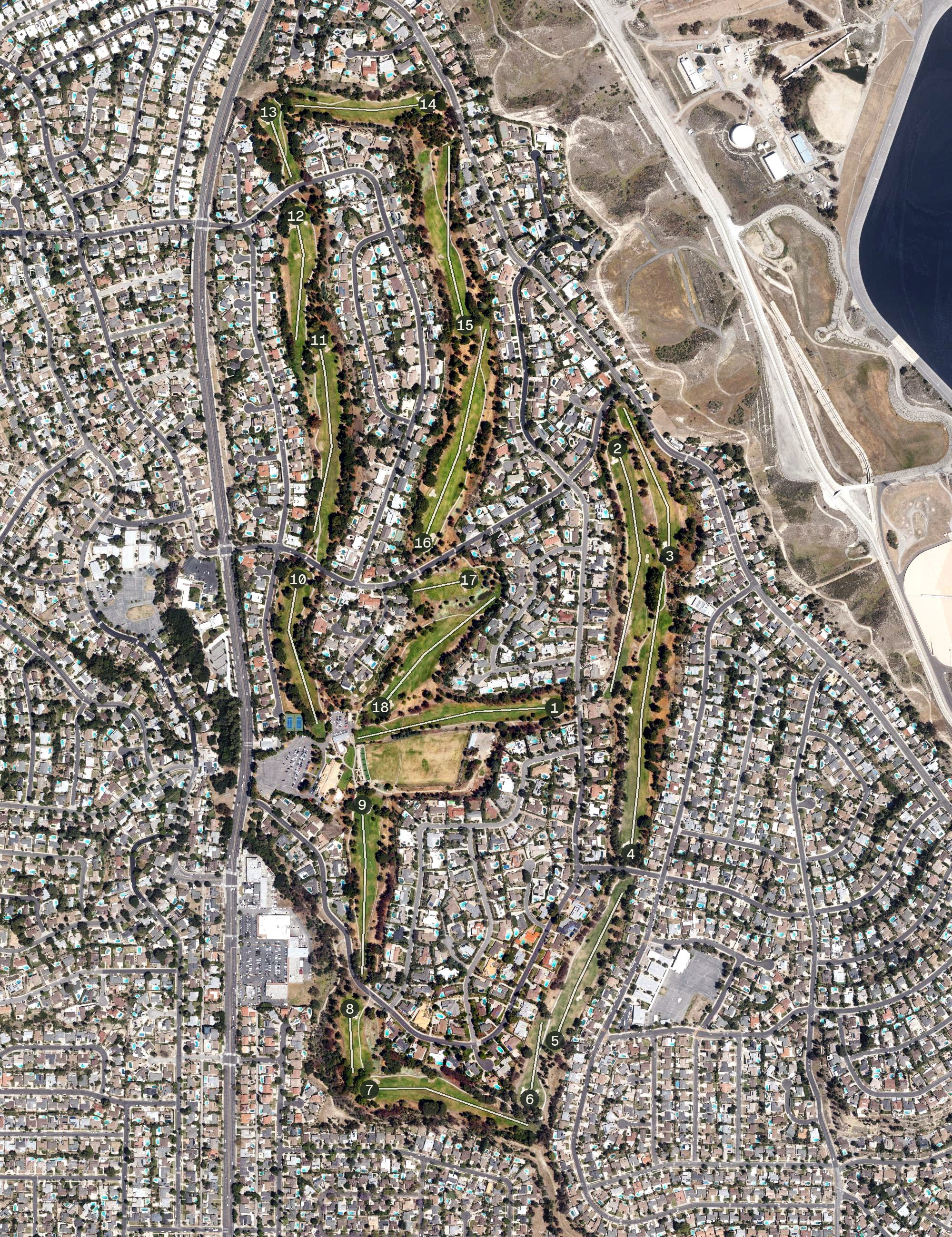 Aerial view of Knollwood Country Club, CA