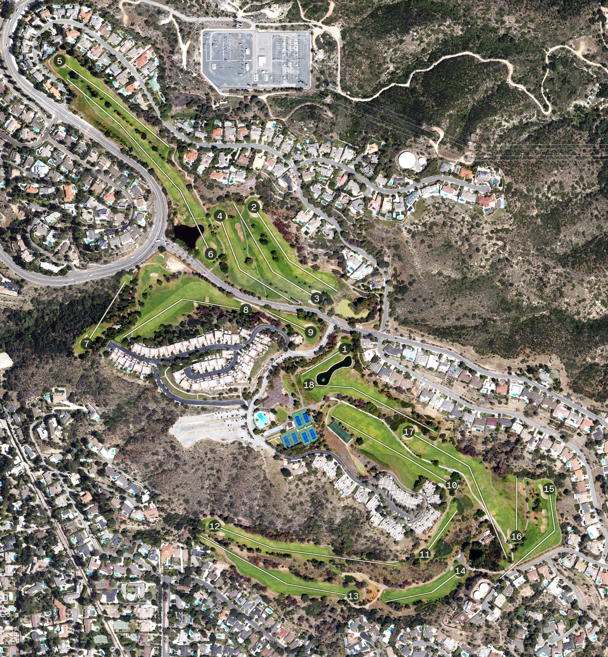 Aerial view of La Cañada Flintridge Country Club, CA