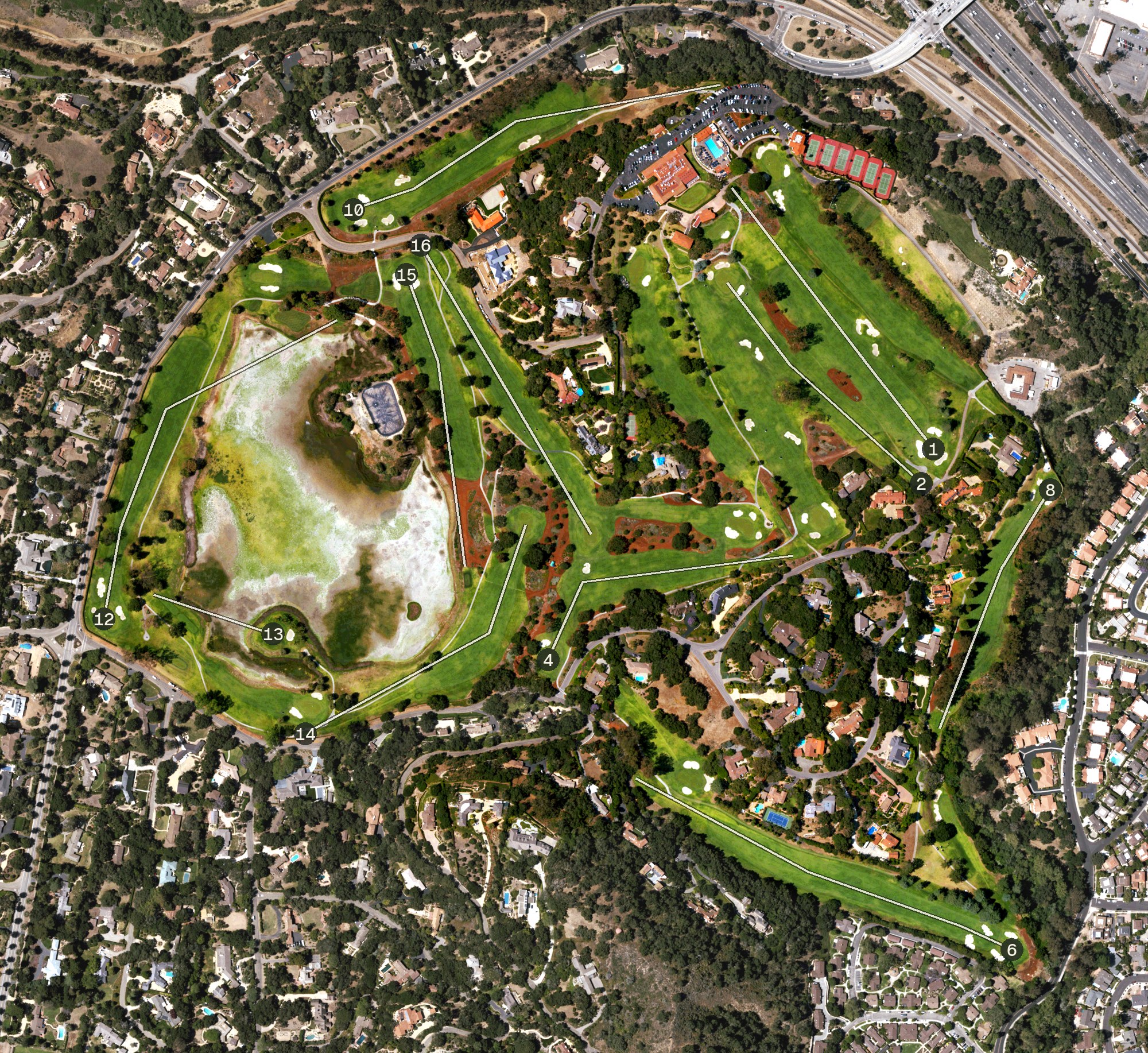 Aerial view of La Cumbre Country Club, CA