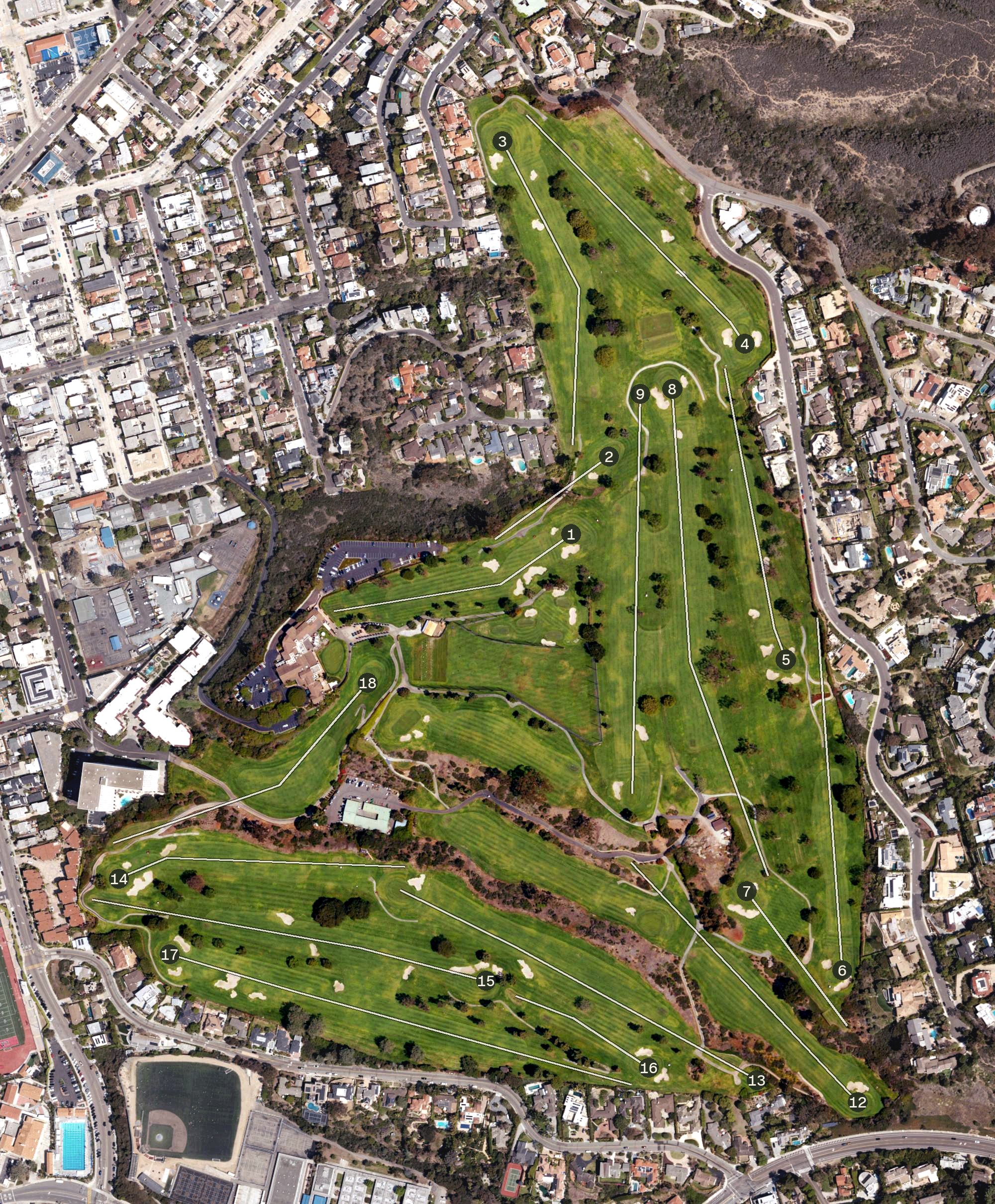 Aerial view of La Jolla Country Club, CA