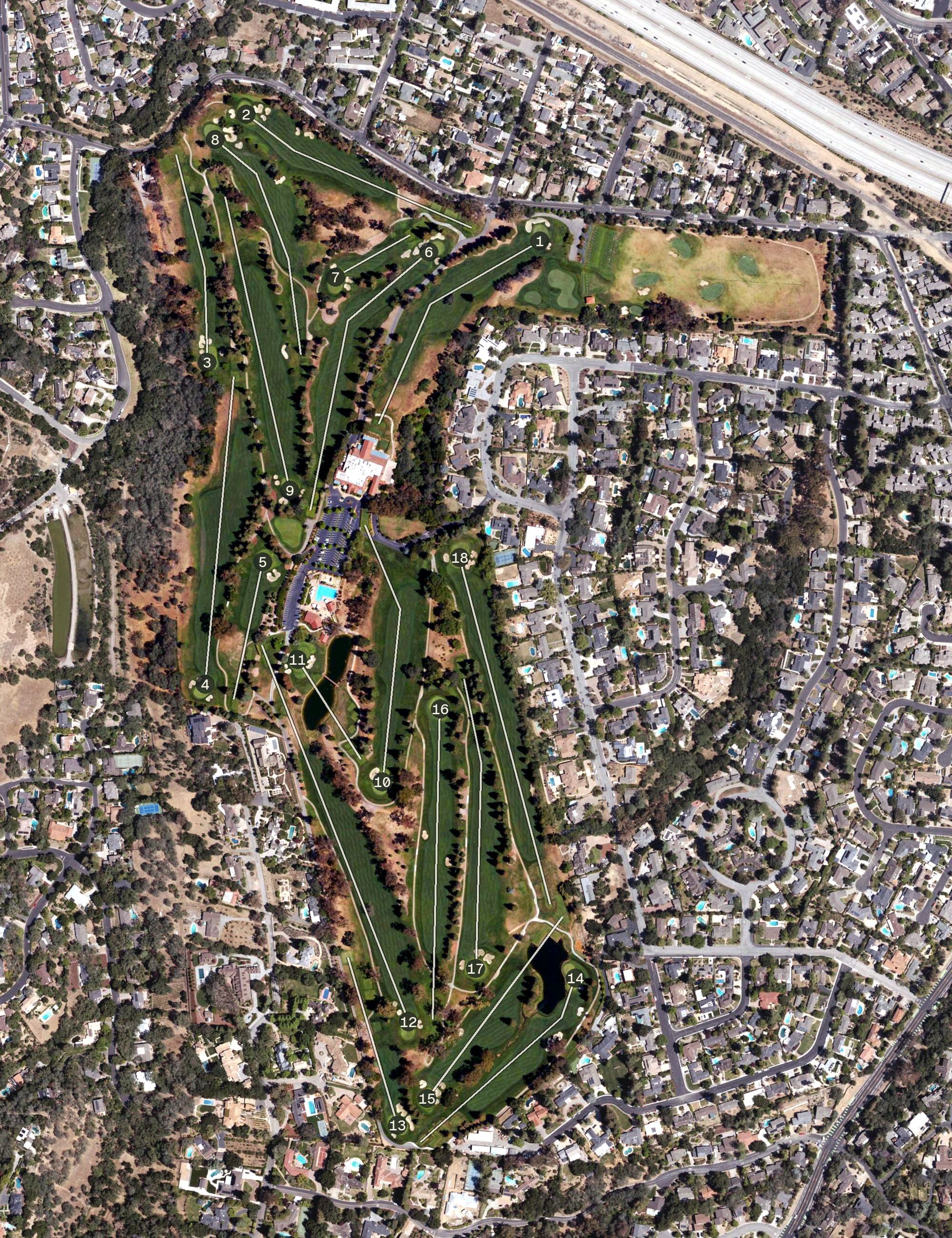 Aerial view of La Rinconada Country Club, CA
