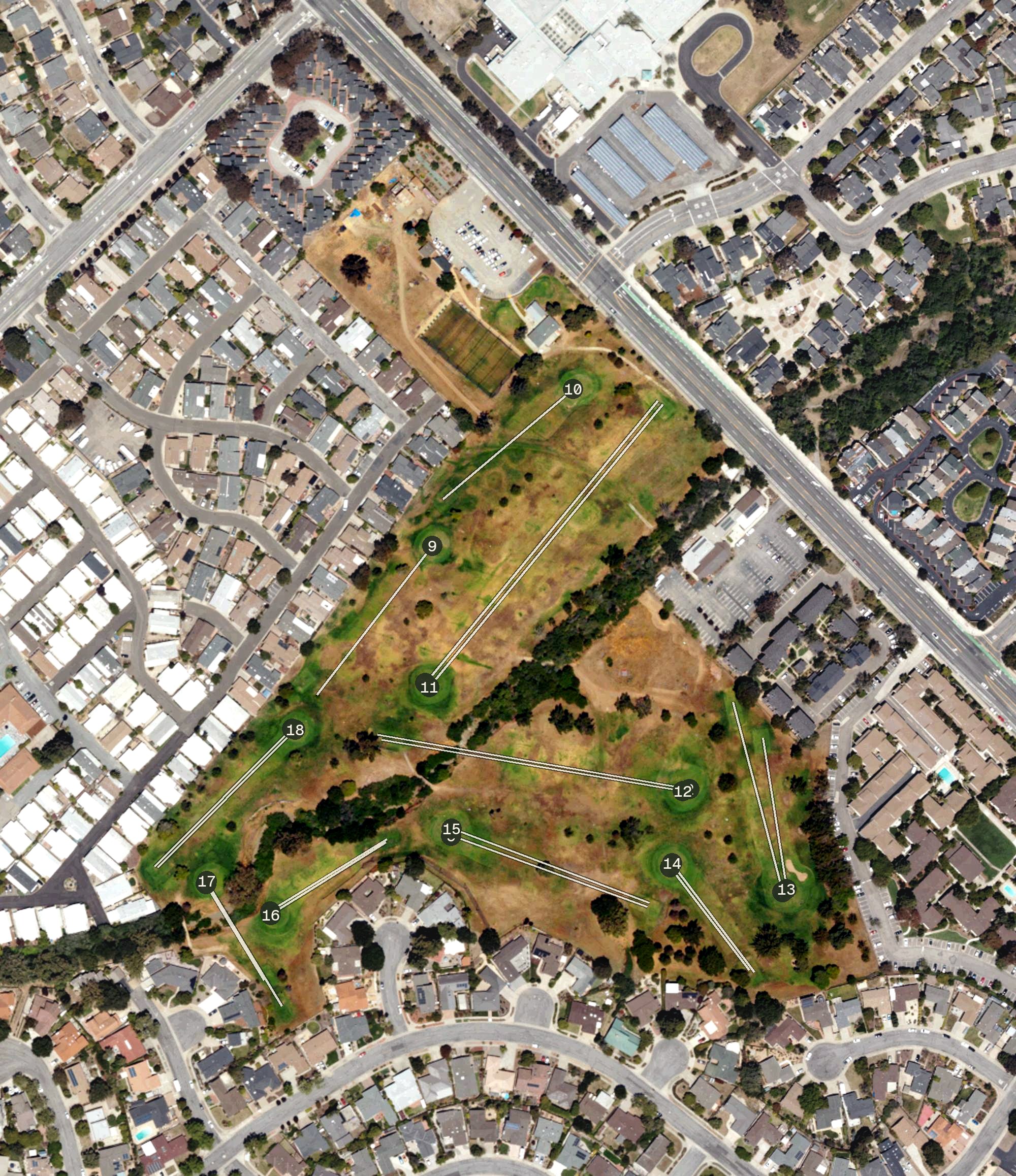 Aerial view of Laguna Lake Golf Course, CA