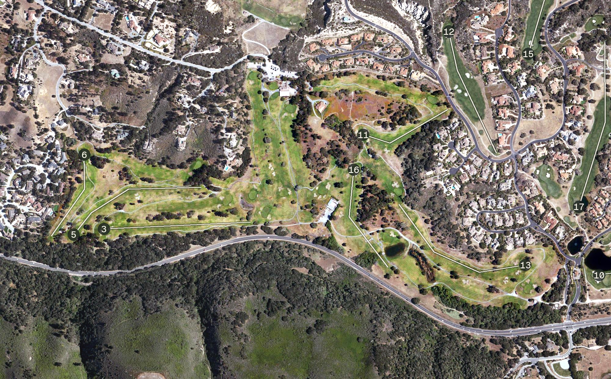Aerial view of Laguna Seca Golf Ranch, CA