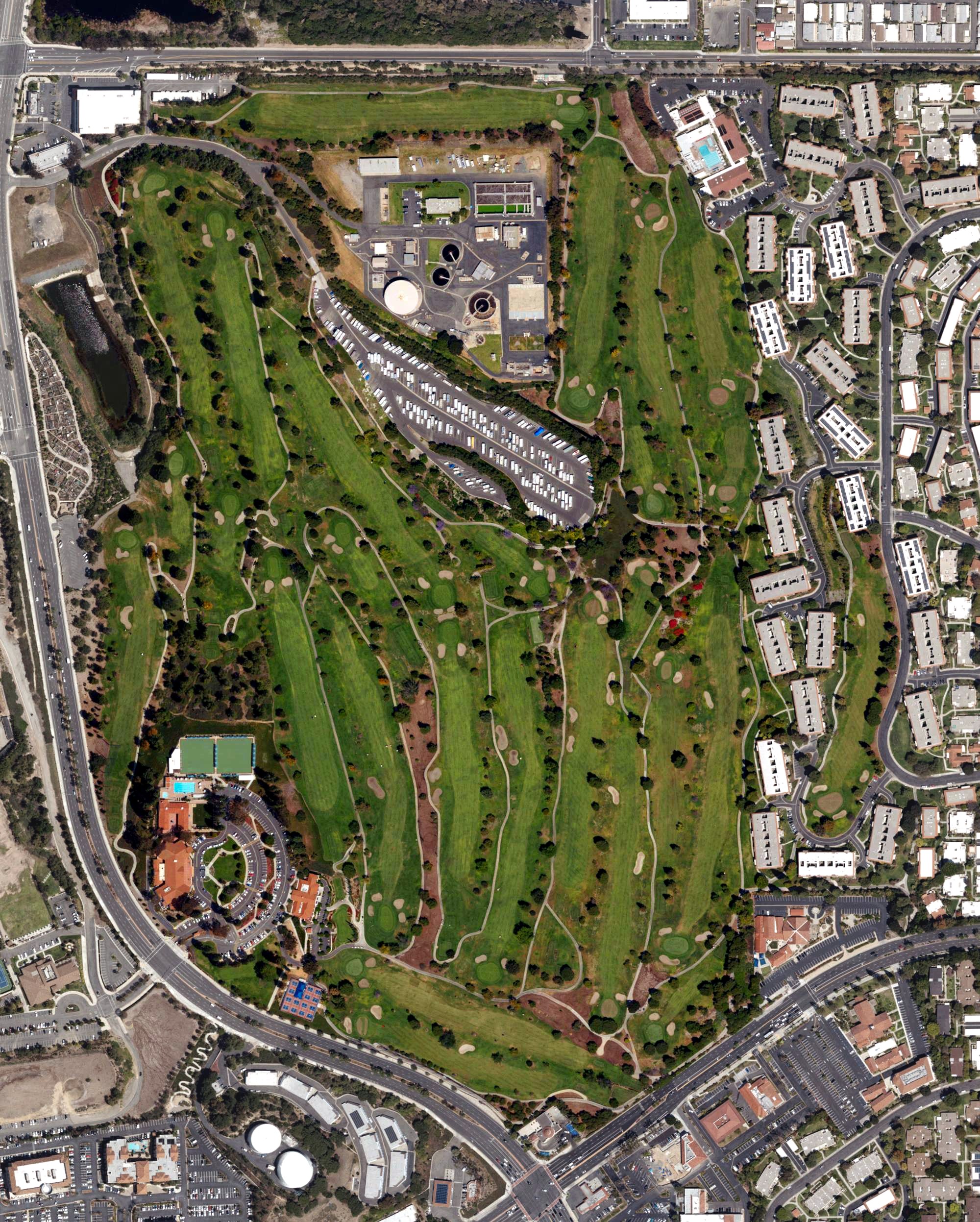 Aerial view of Laguna Woods Golf Course, CA