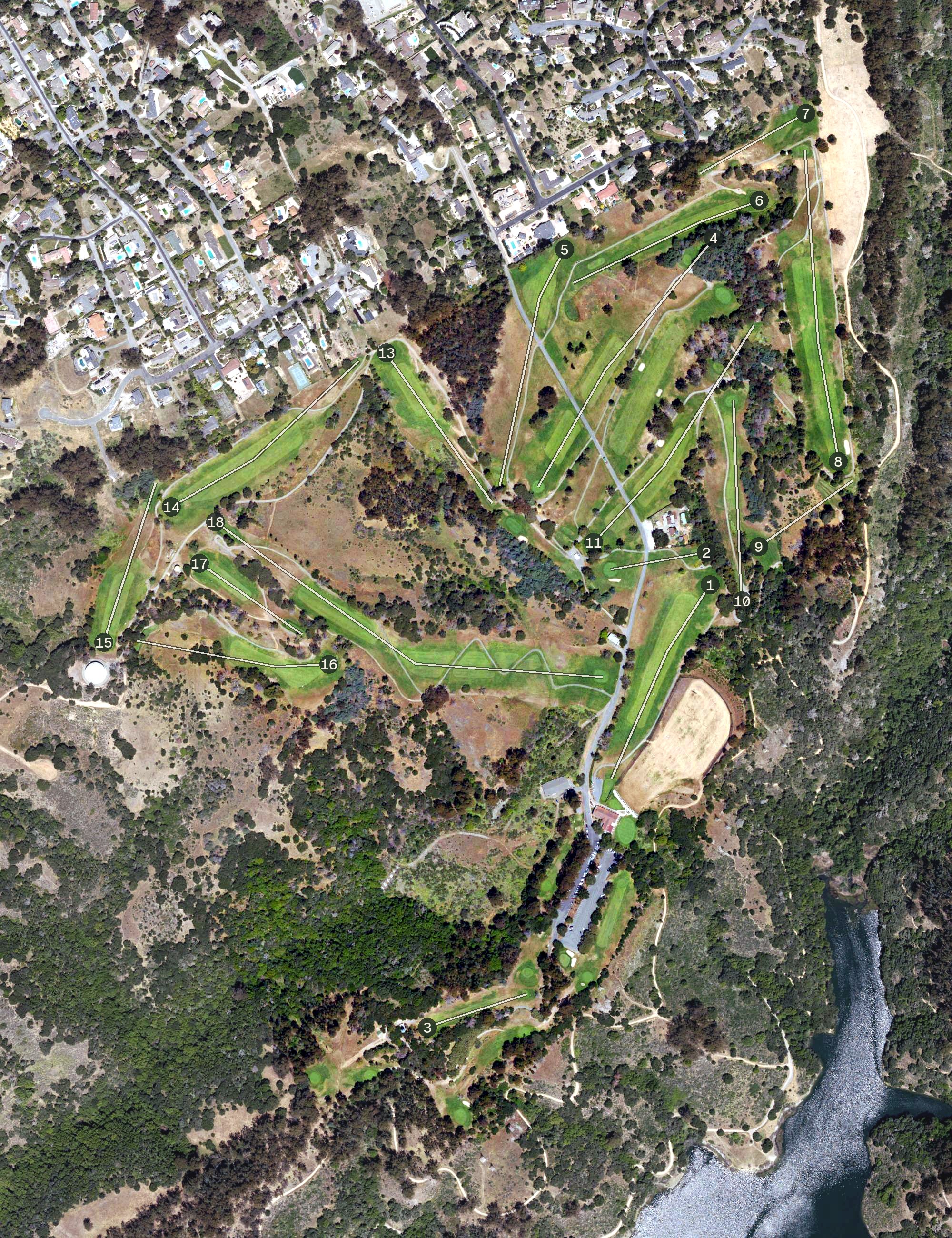 Aerial view of Lake Chabot Golf Course, CA