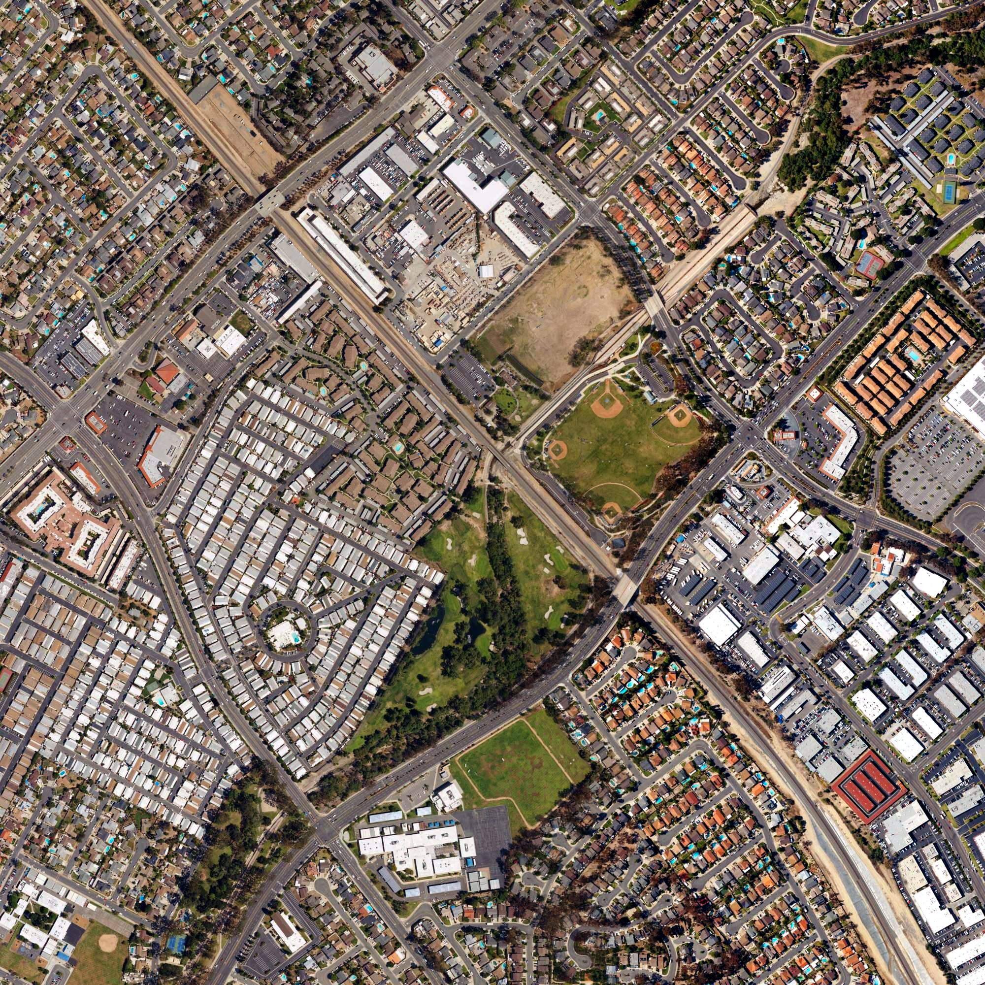 Aerial view of Lake Forest Golf & Practice Center, CA